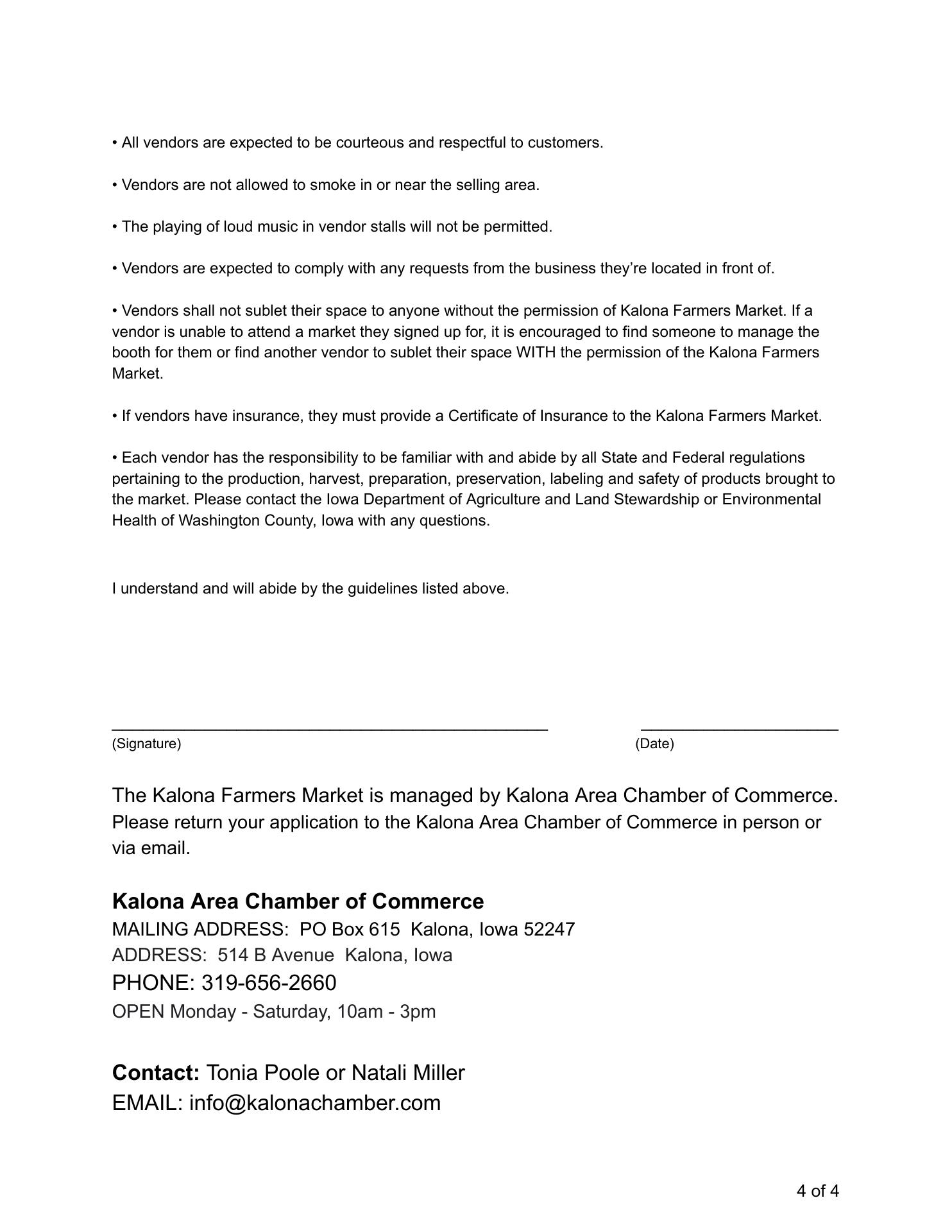 Kalona Farmers Market Menu