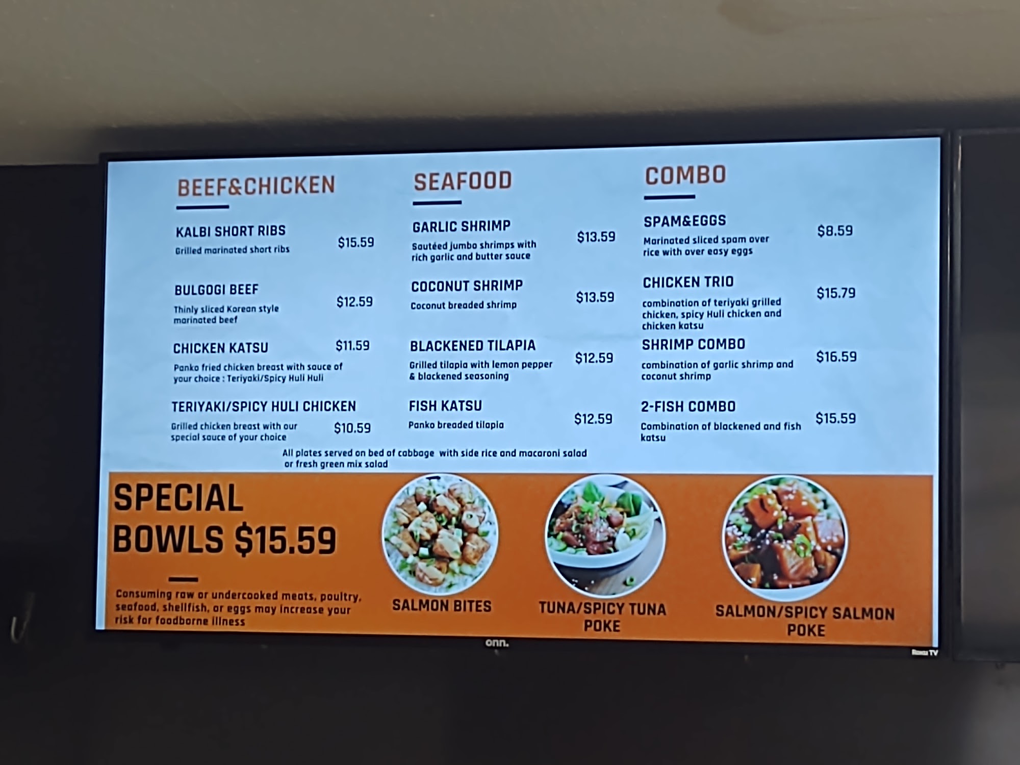 Vulcan Hawaiian Barbecue Menu