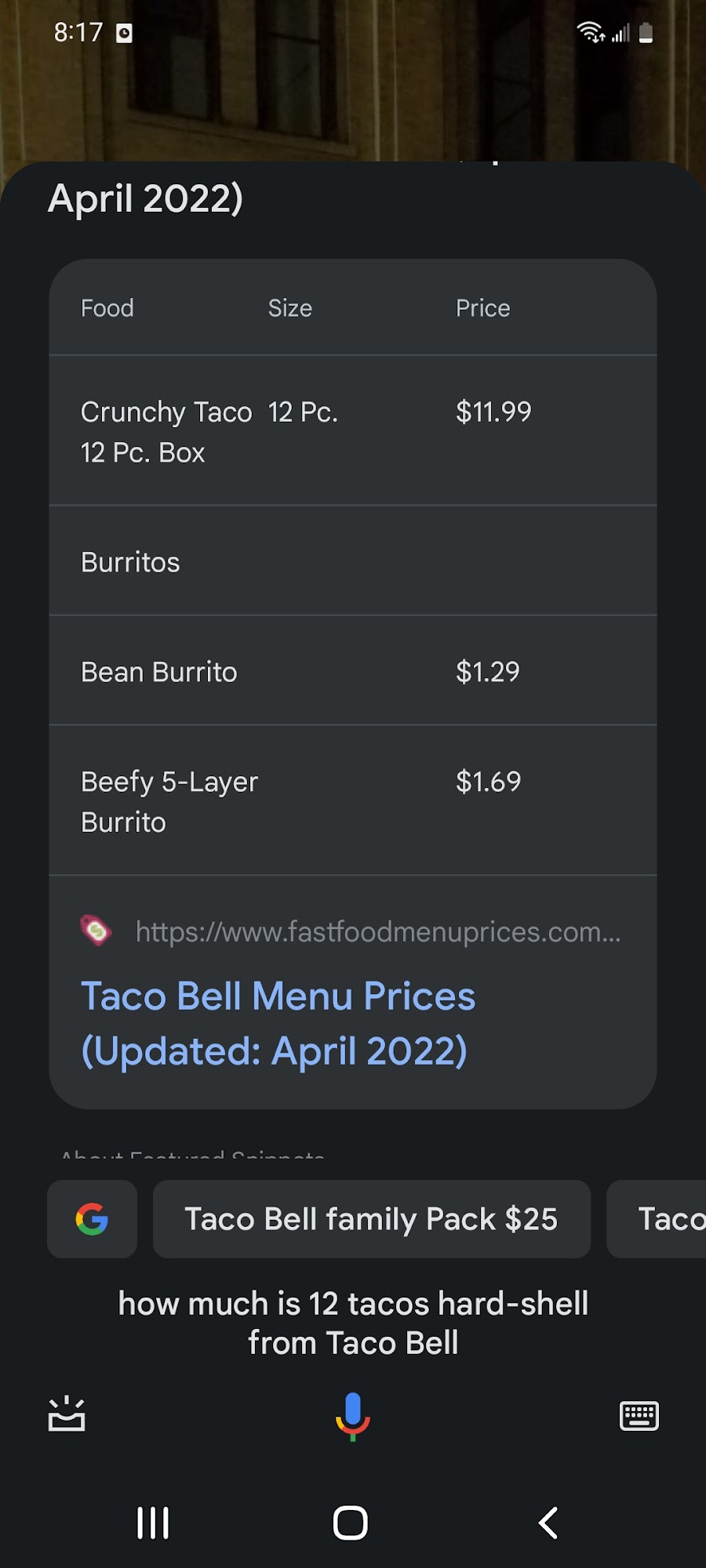Taco Bell Menu
