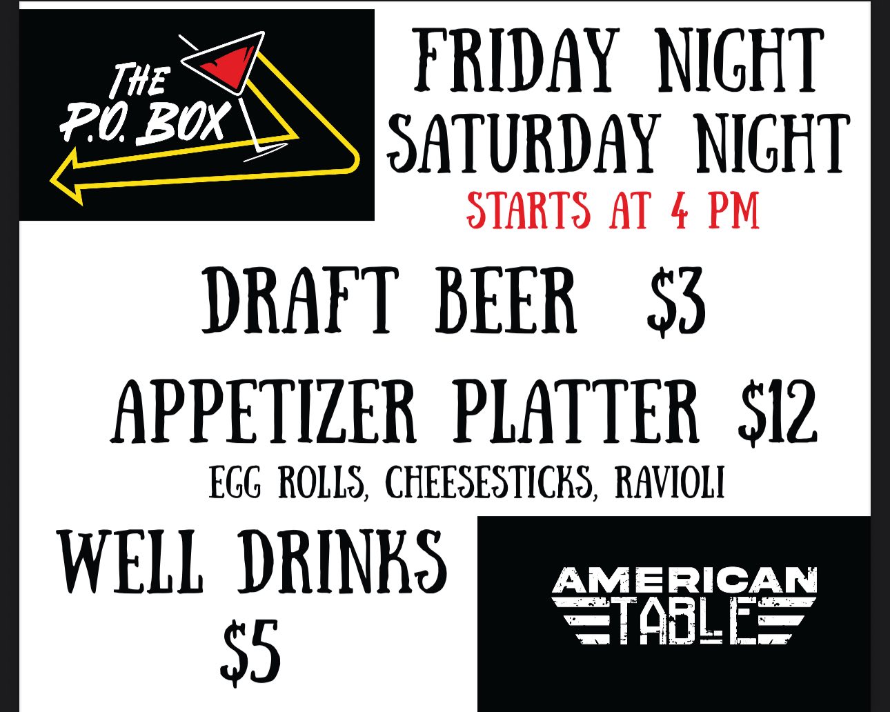 The American Table / P.O.Box Menu