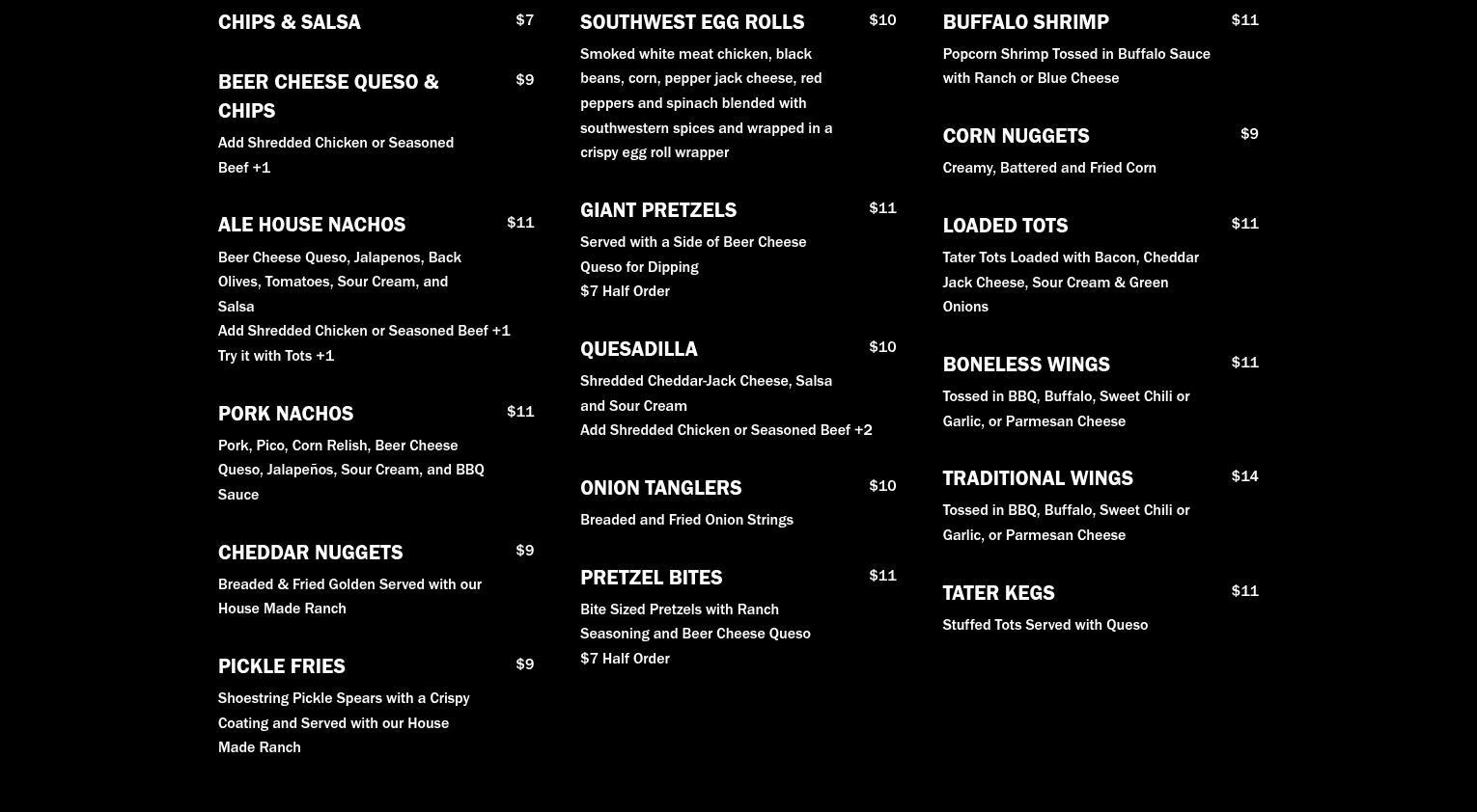 Godfrey's Ale House Menu