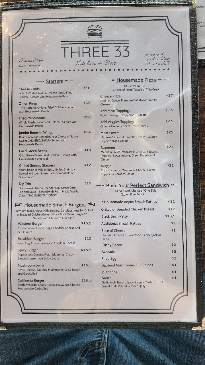 Three 33 Menu