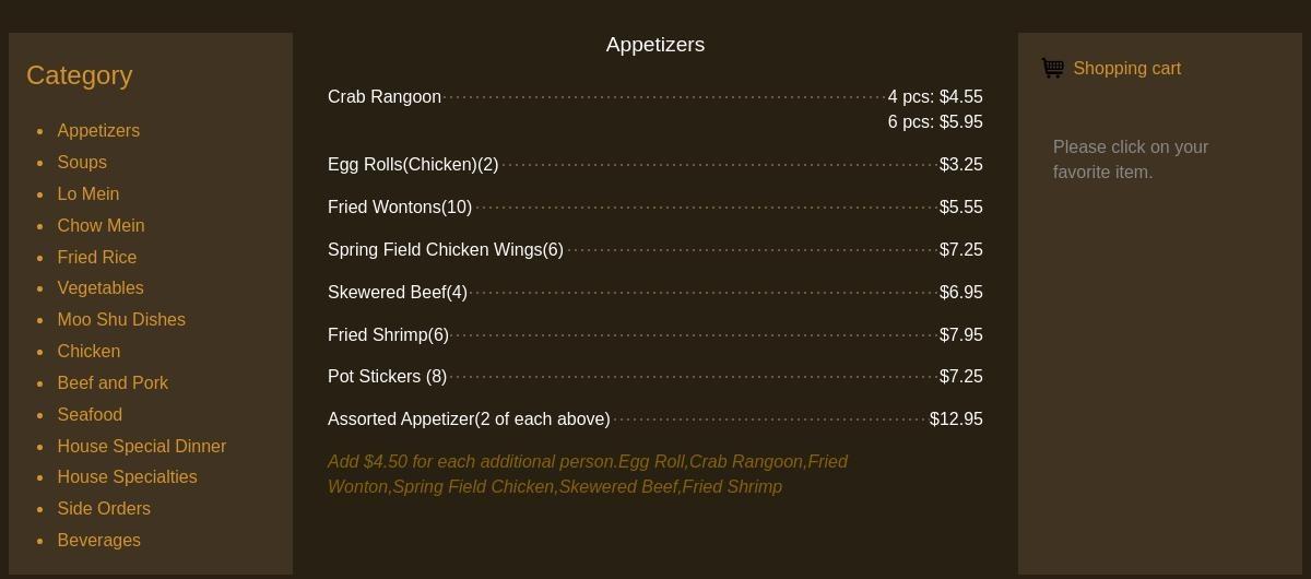 Lotus Restaurant Menu