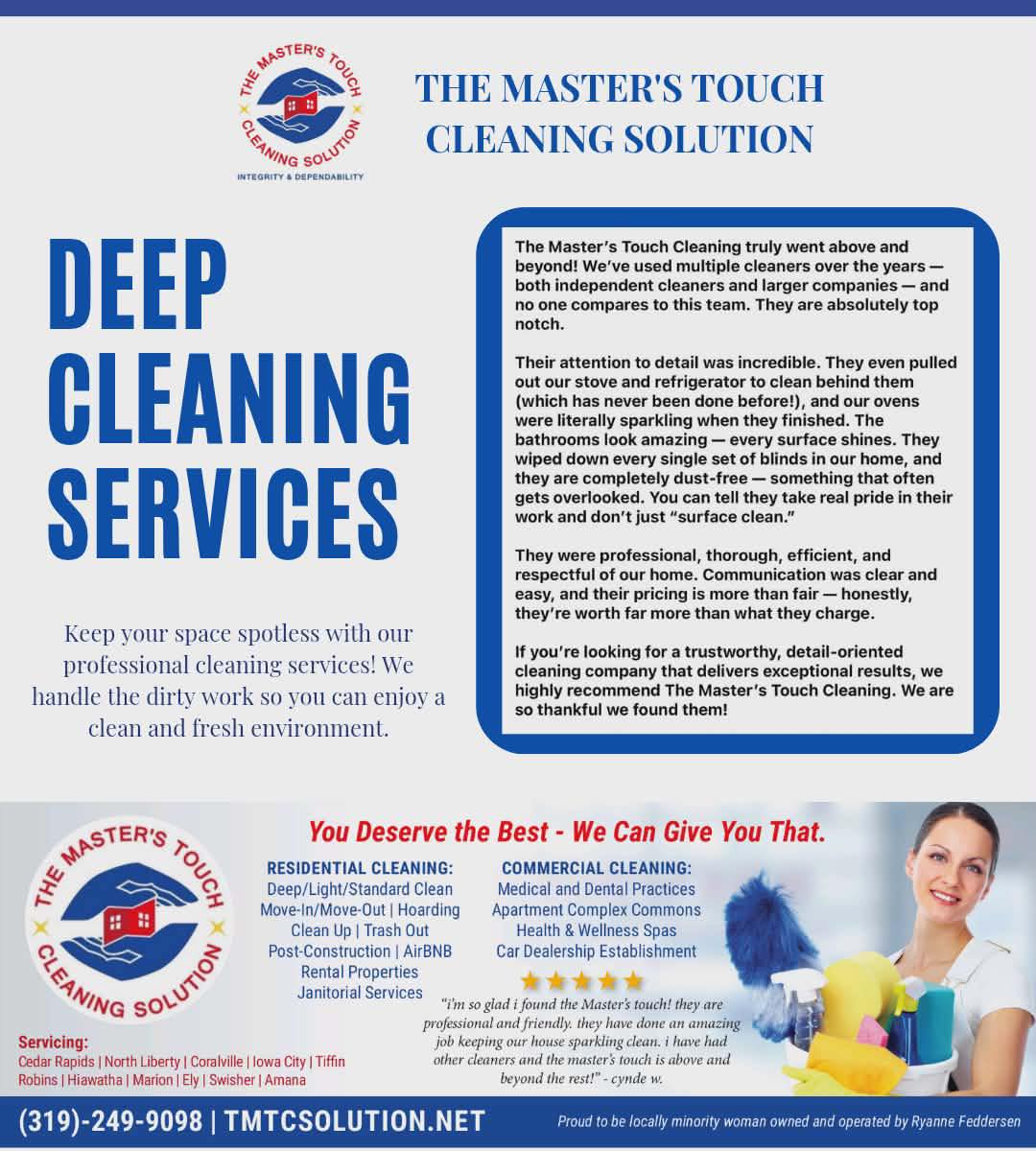 A Master's Touch Cleaning 1329 E Shaulis Rd, Waterloo Iowa 50701