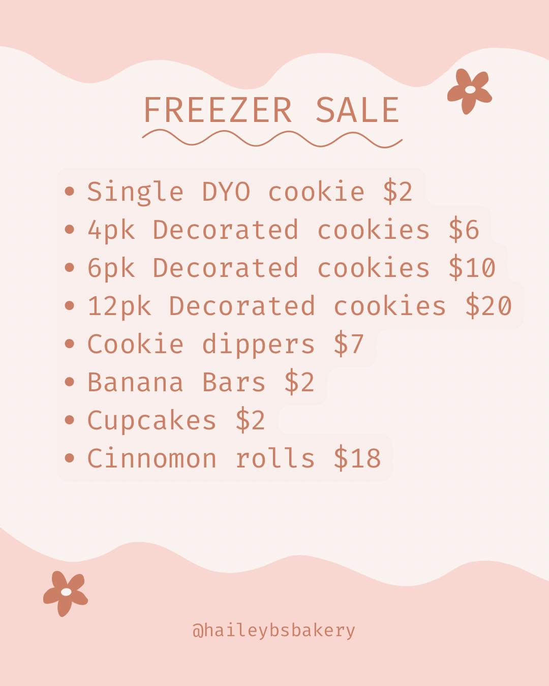 Hailey B’s Bakery Menu