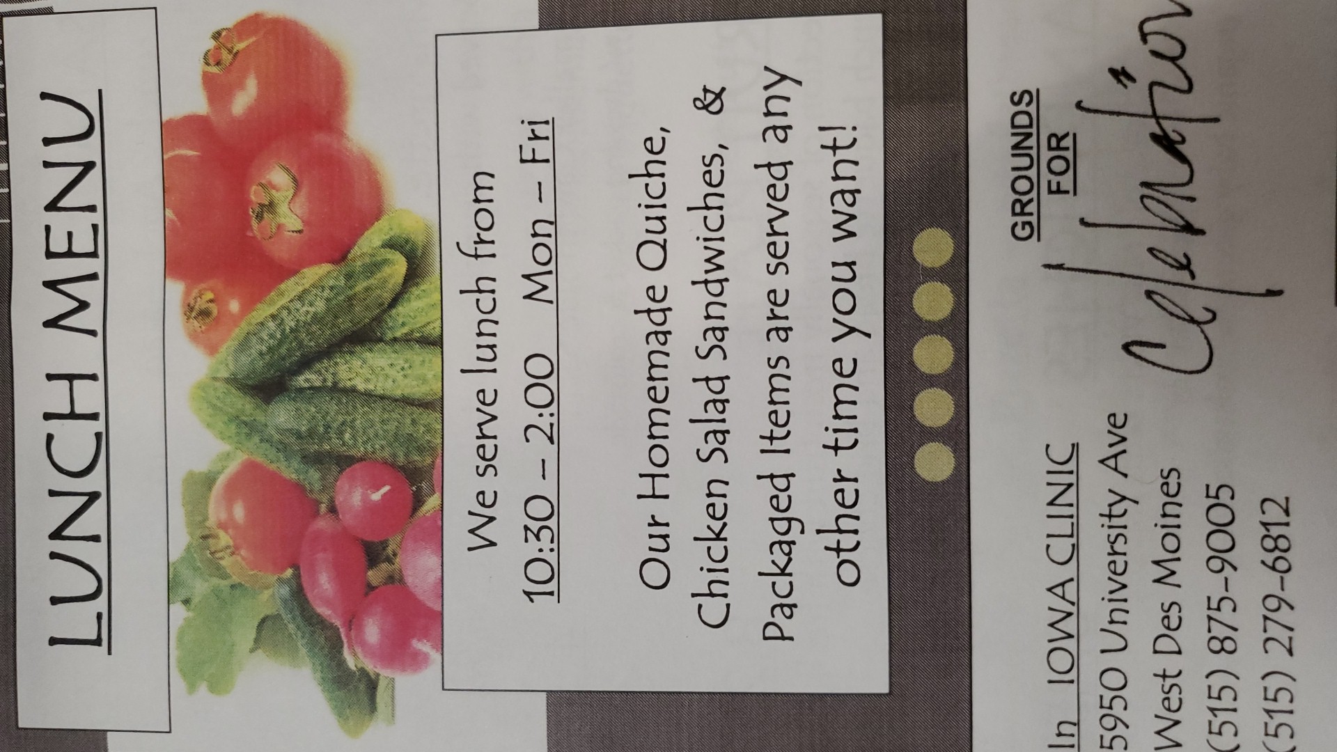 Grounds for Celebration Menu