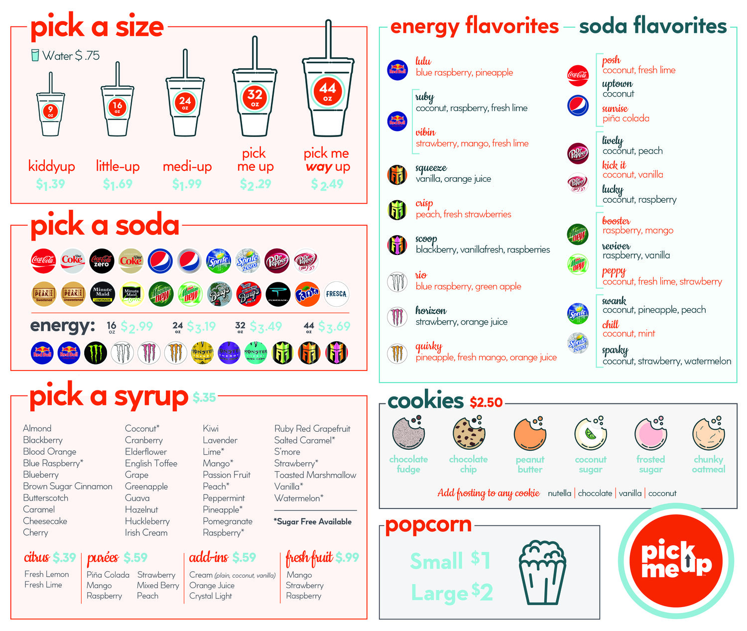 Pick Me Up Drinks Menu