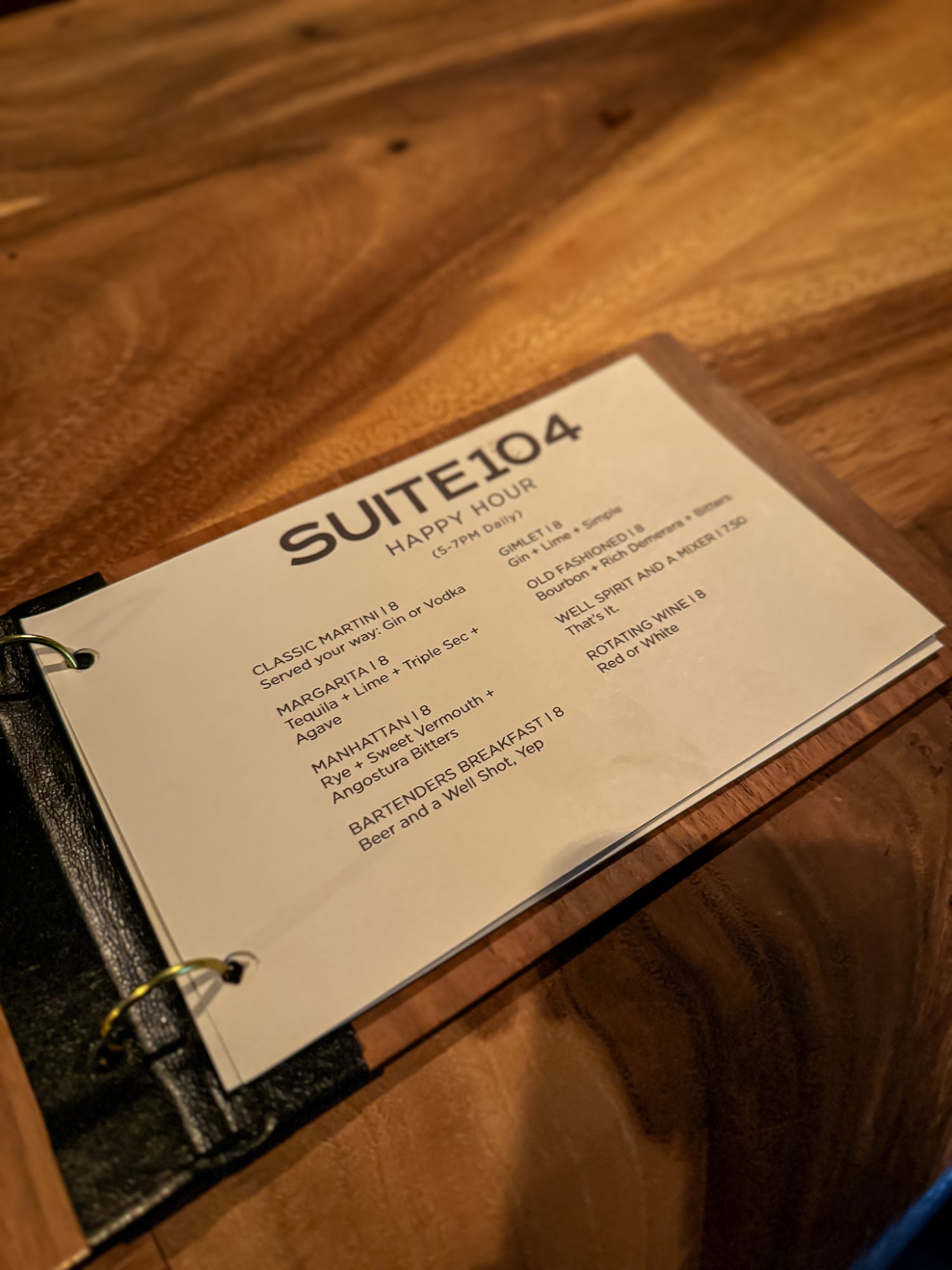 Suite 104 Menu