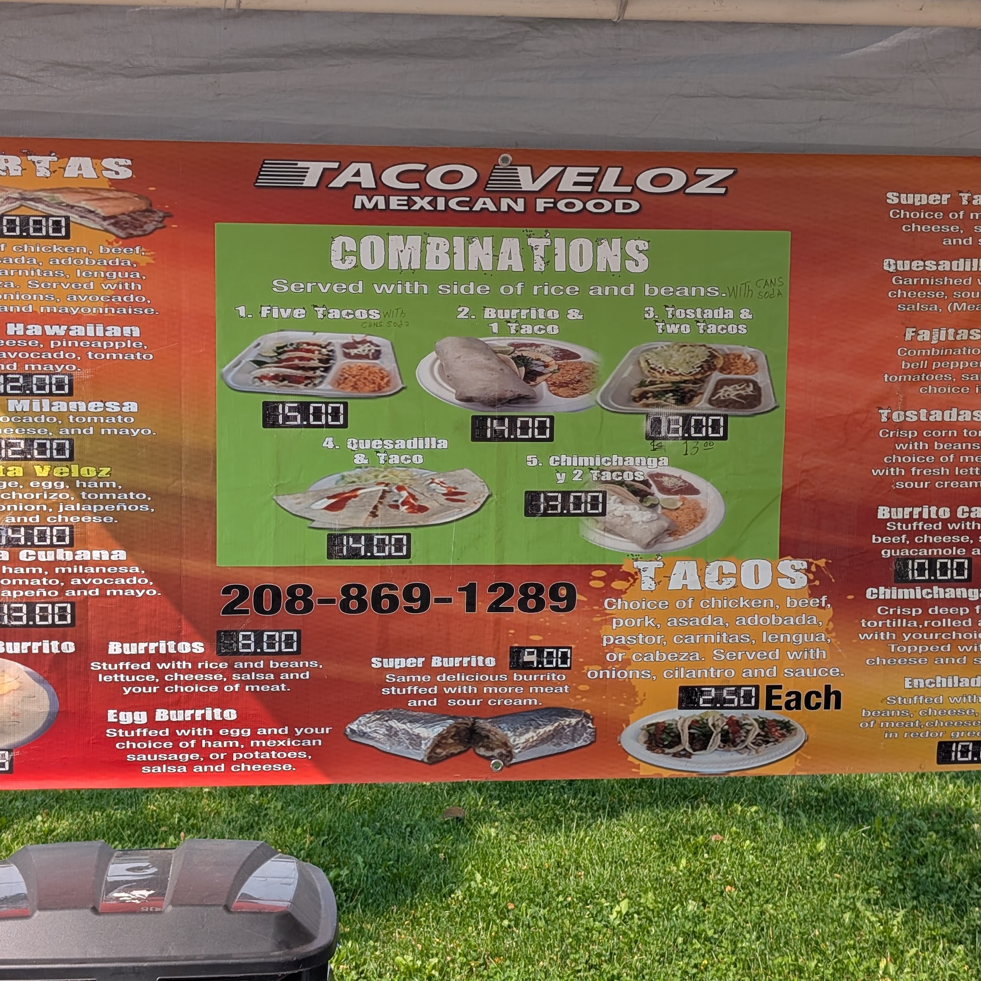 Taco Veloz Menu