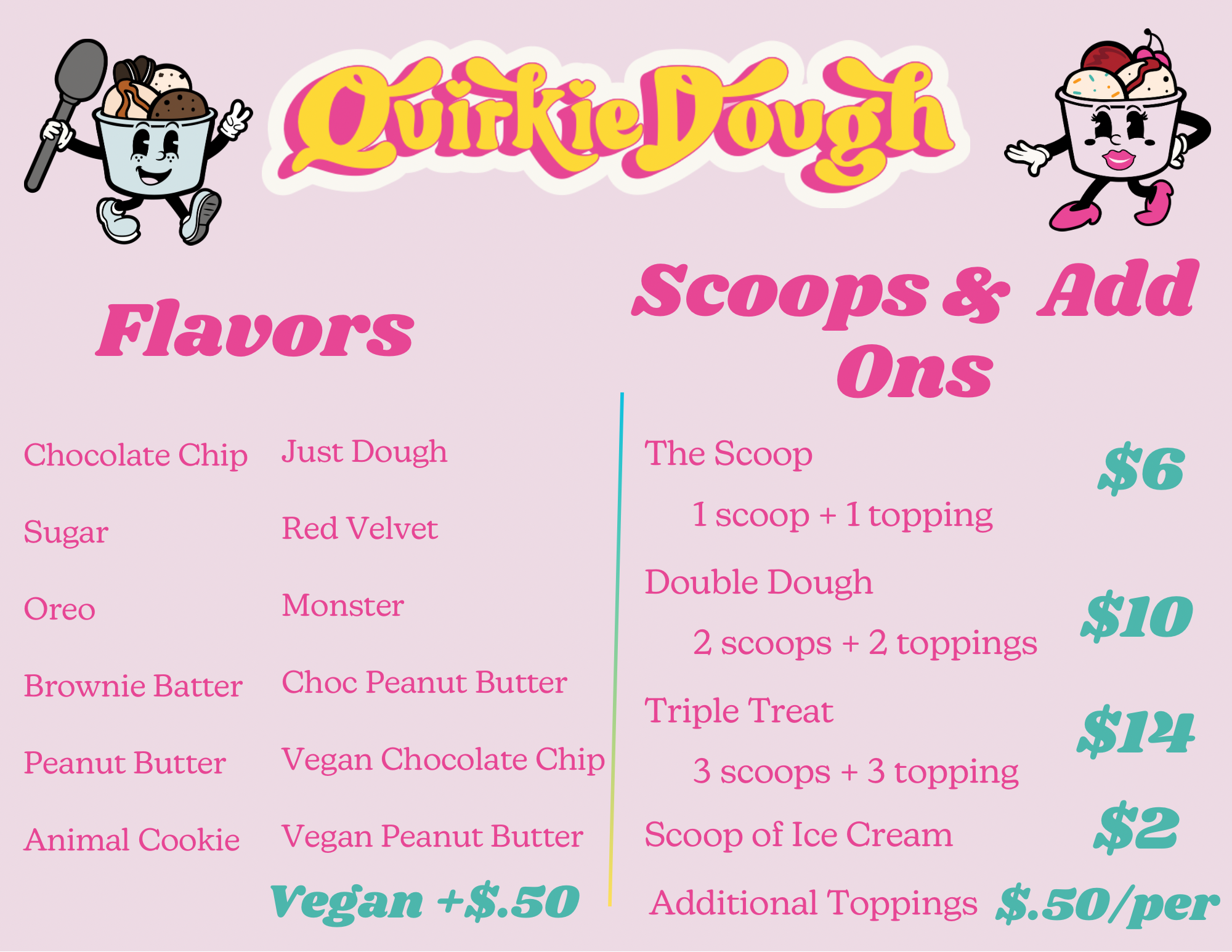 Quirkie Dough Menu