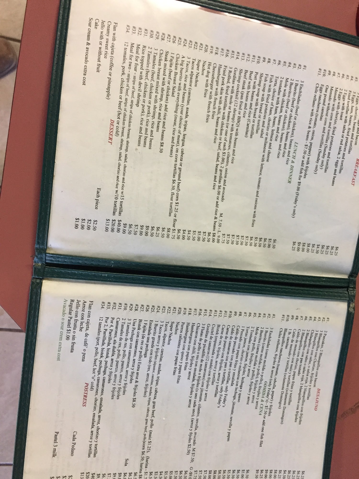 Salinas Express Raidres Cafe Menu