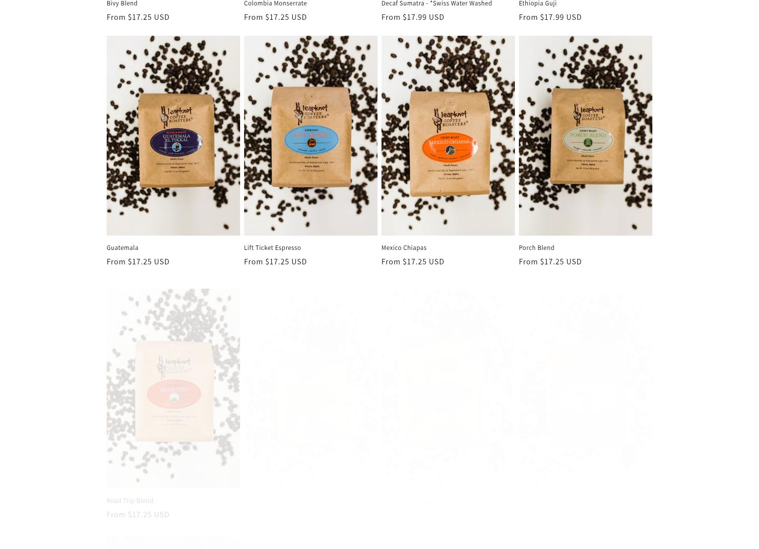 Leapknot Coffee Roasters Menu