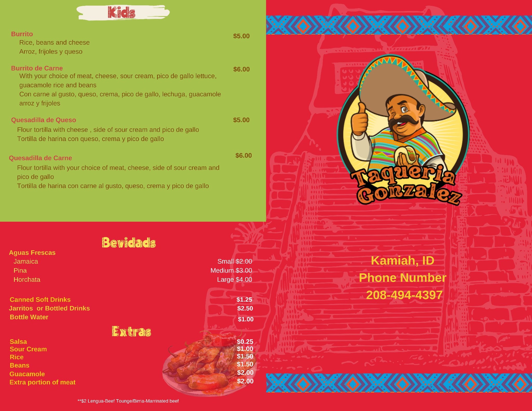 Taqueria Gonzalez Menu