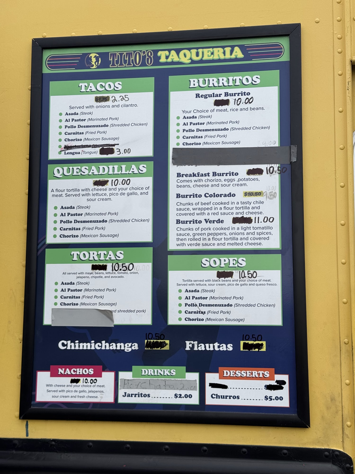 Tito's Taqueria Menu