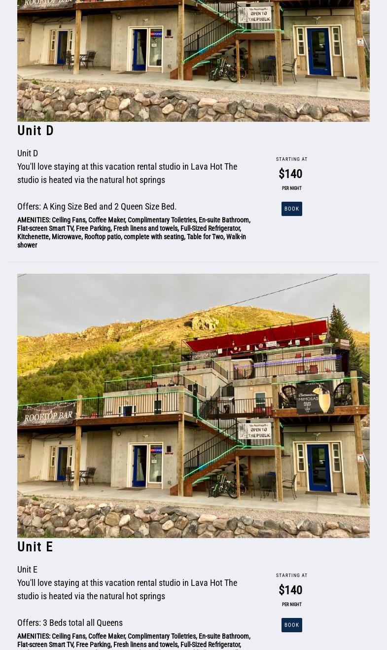 The Rooftop Bar Menu