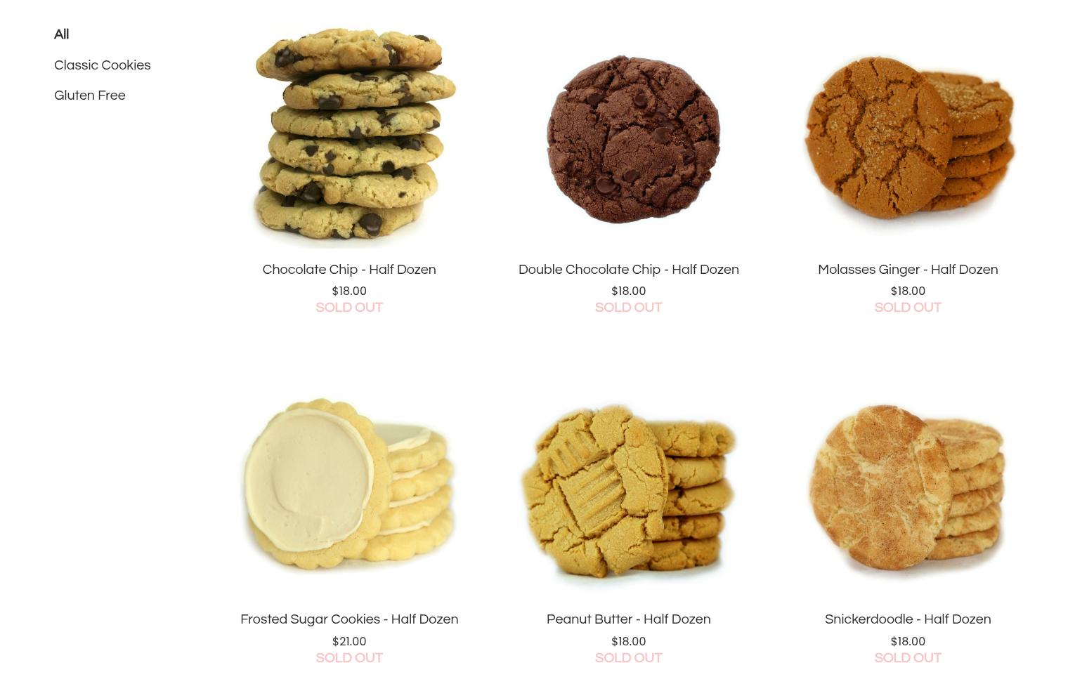 Sisters Cookie Company Menu