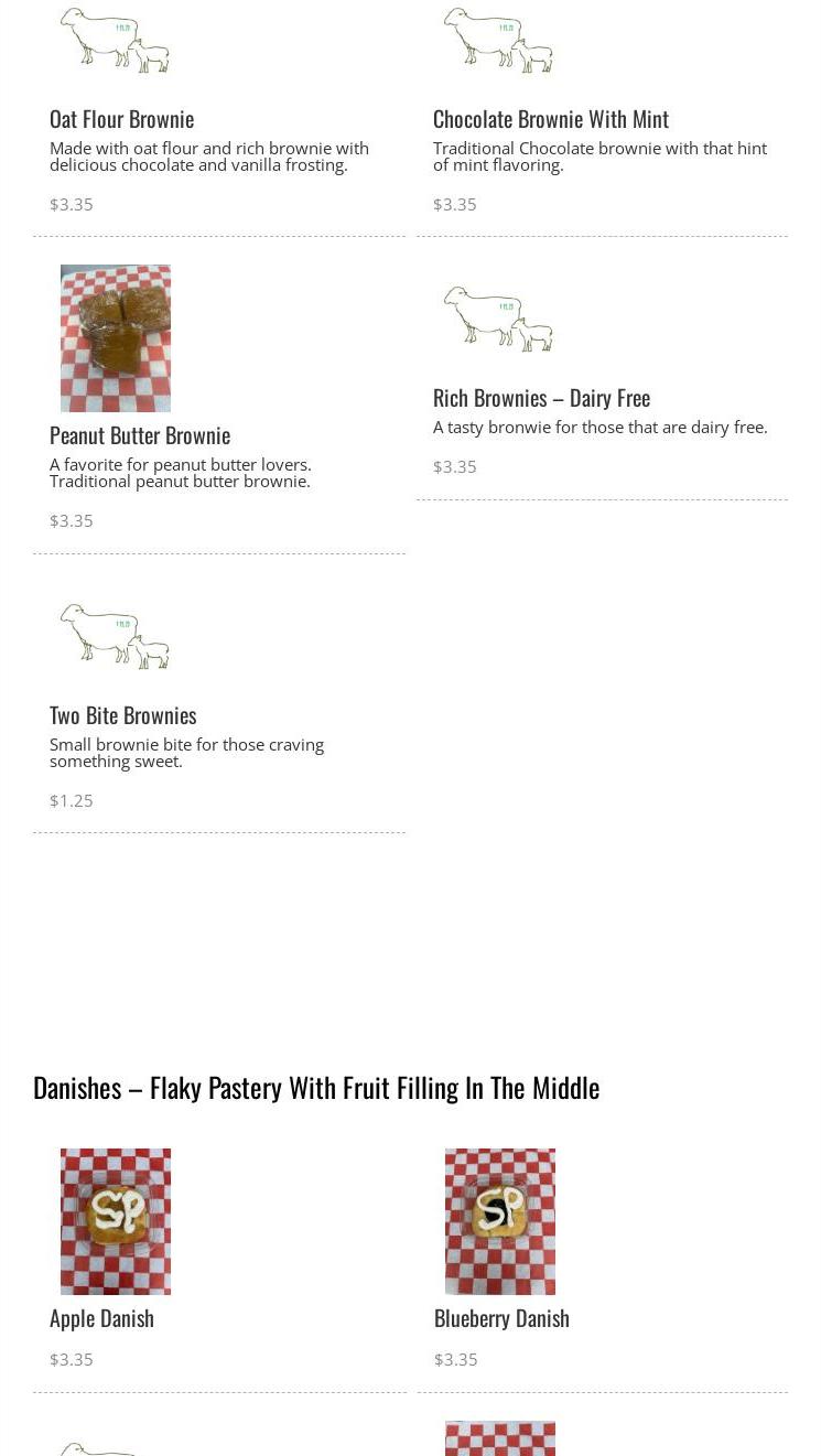 Sheperd’s Place Gluten Free Bakery Menu