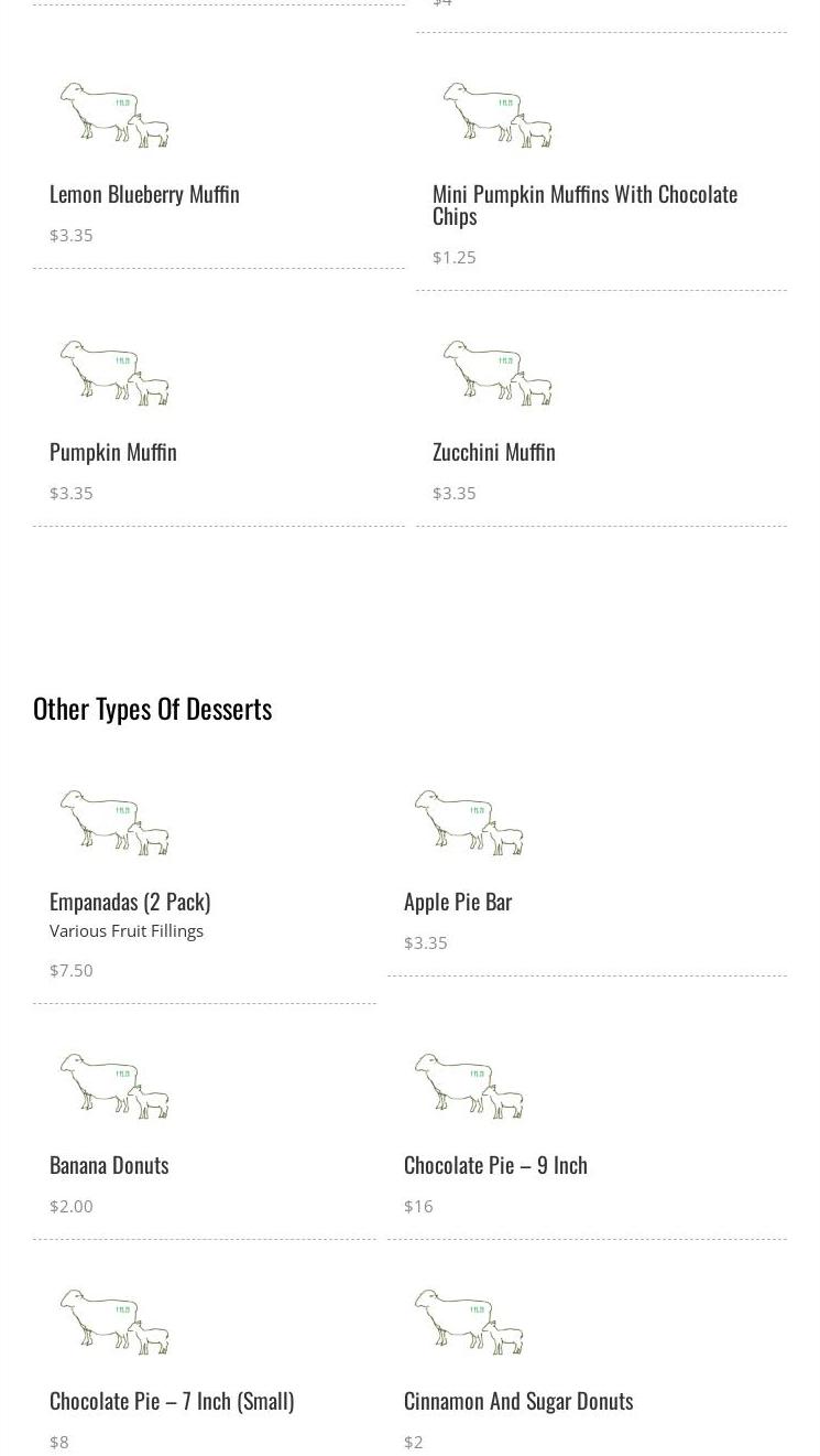 Sheperd’s Place Gluten Free Bakery Menu