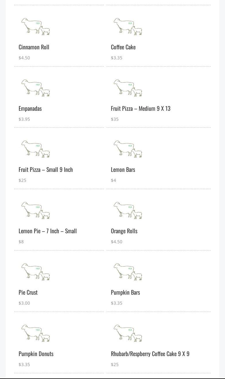 Sheperd’s Place Gluten Free Bakery Menu