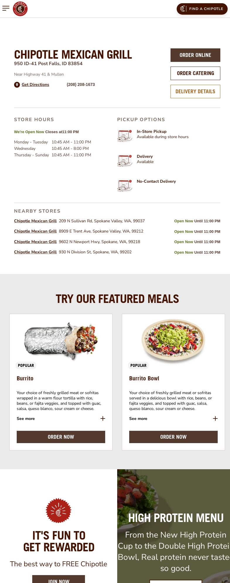 Chipotle Mexican Grill Menu