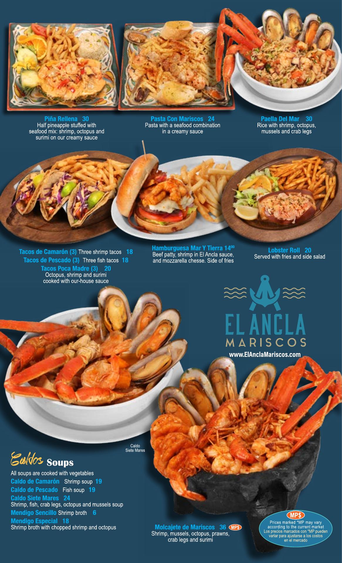 El Ancla Mariscos Menu
