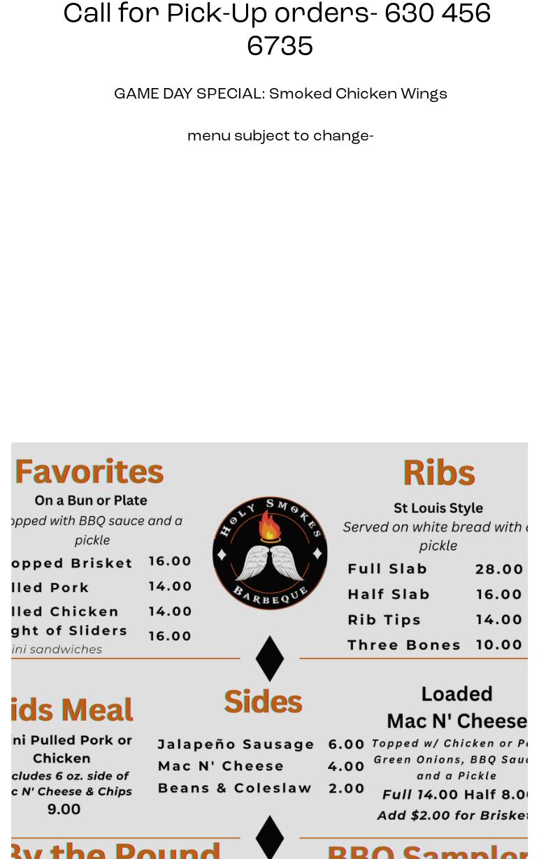 Dave's Holy Smokes BBQ Menu