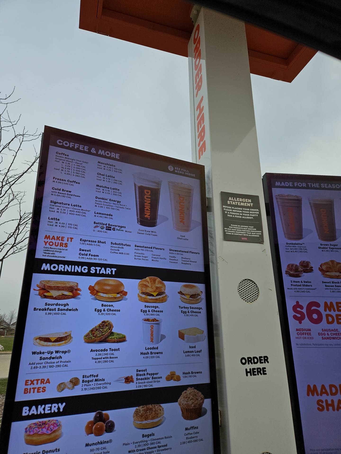 Dunkin' Menu