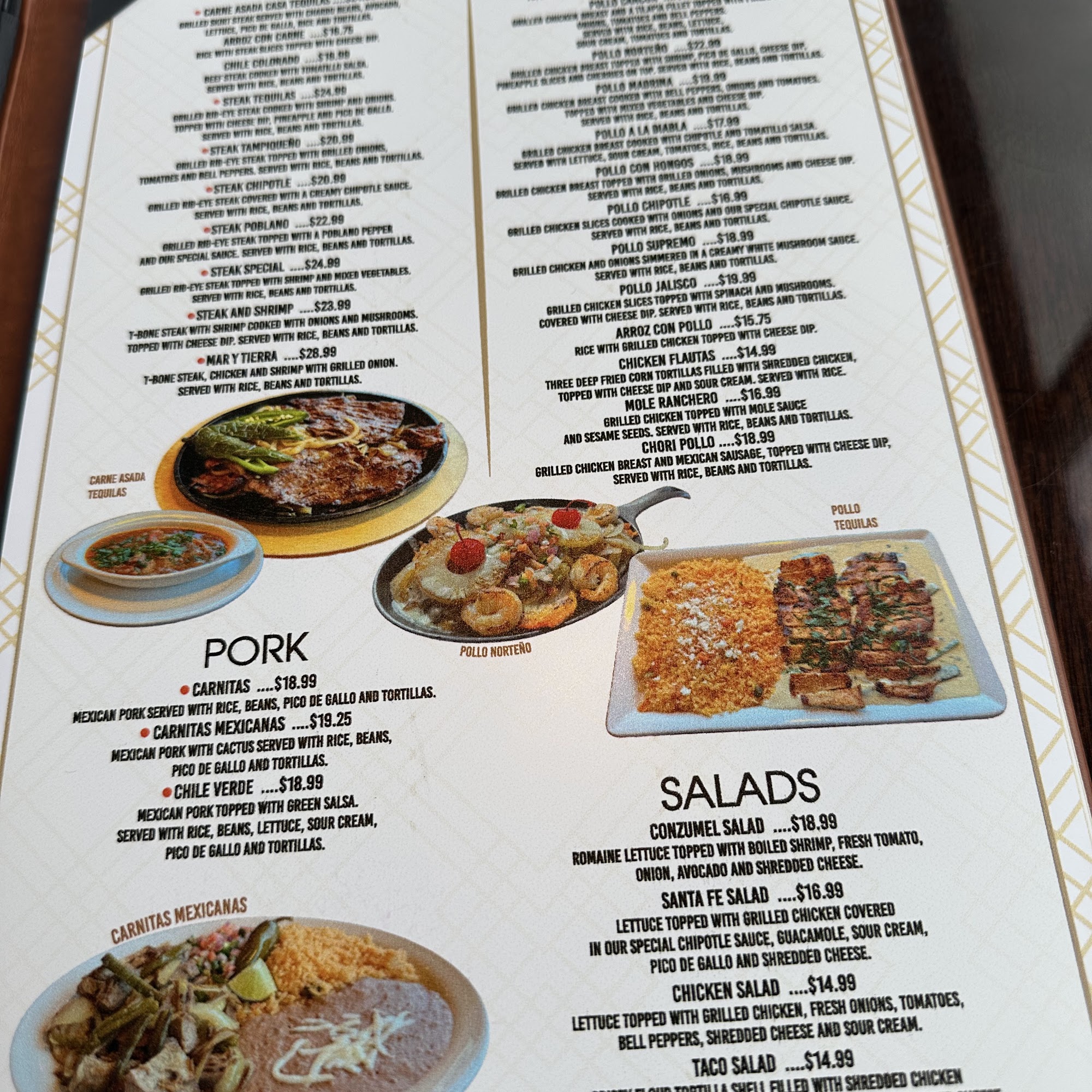 Casa Tequilas Mexican Grill Algonquin Menu