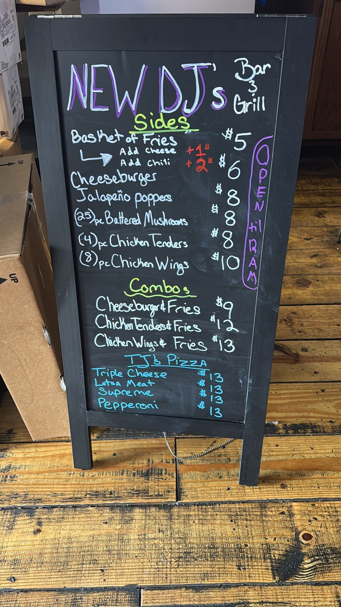 D J's Bar & Grill Menu