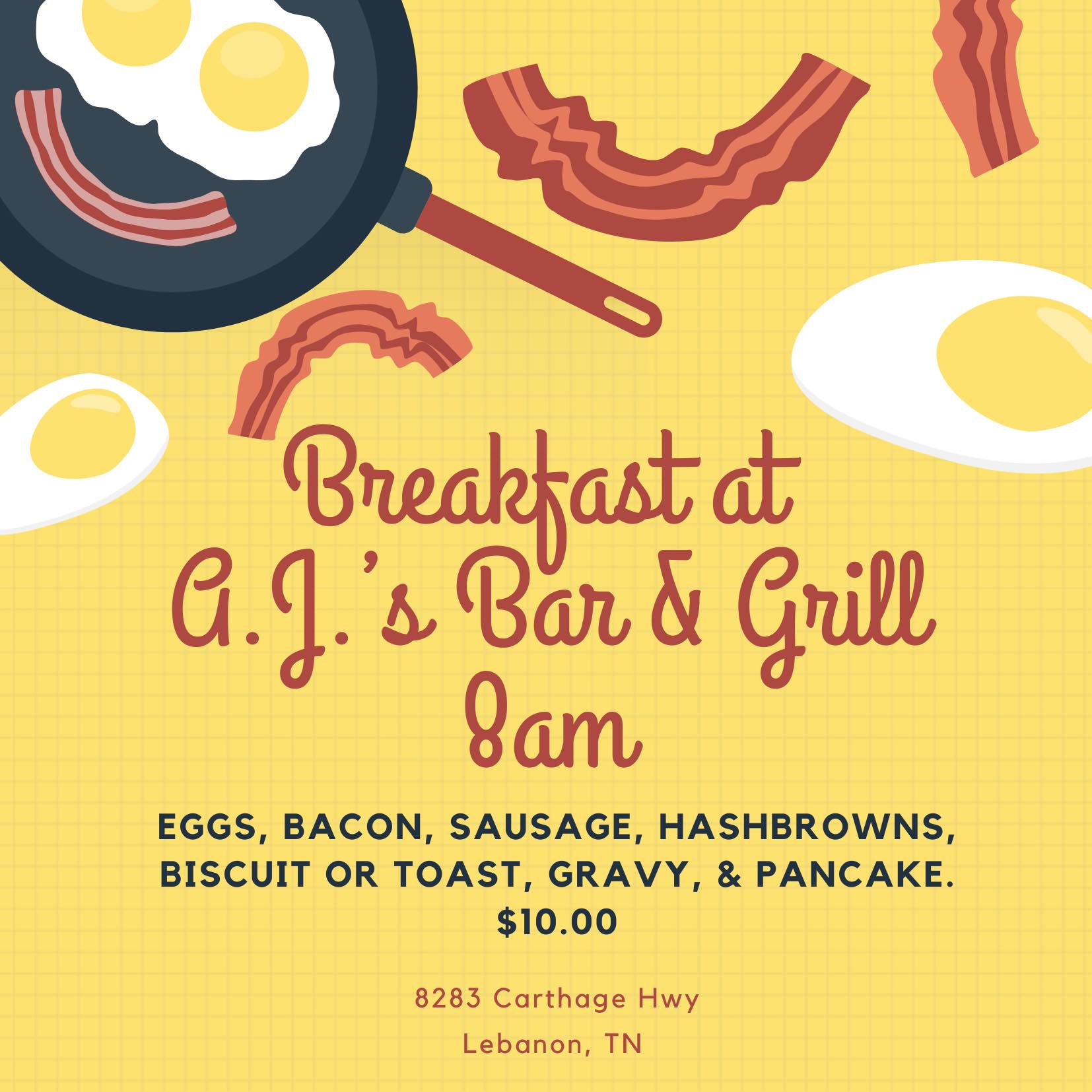 A J's Bar & Grill Menu