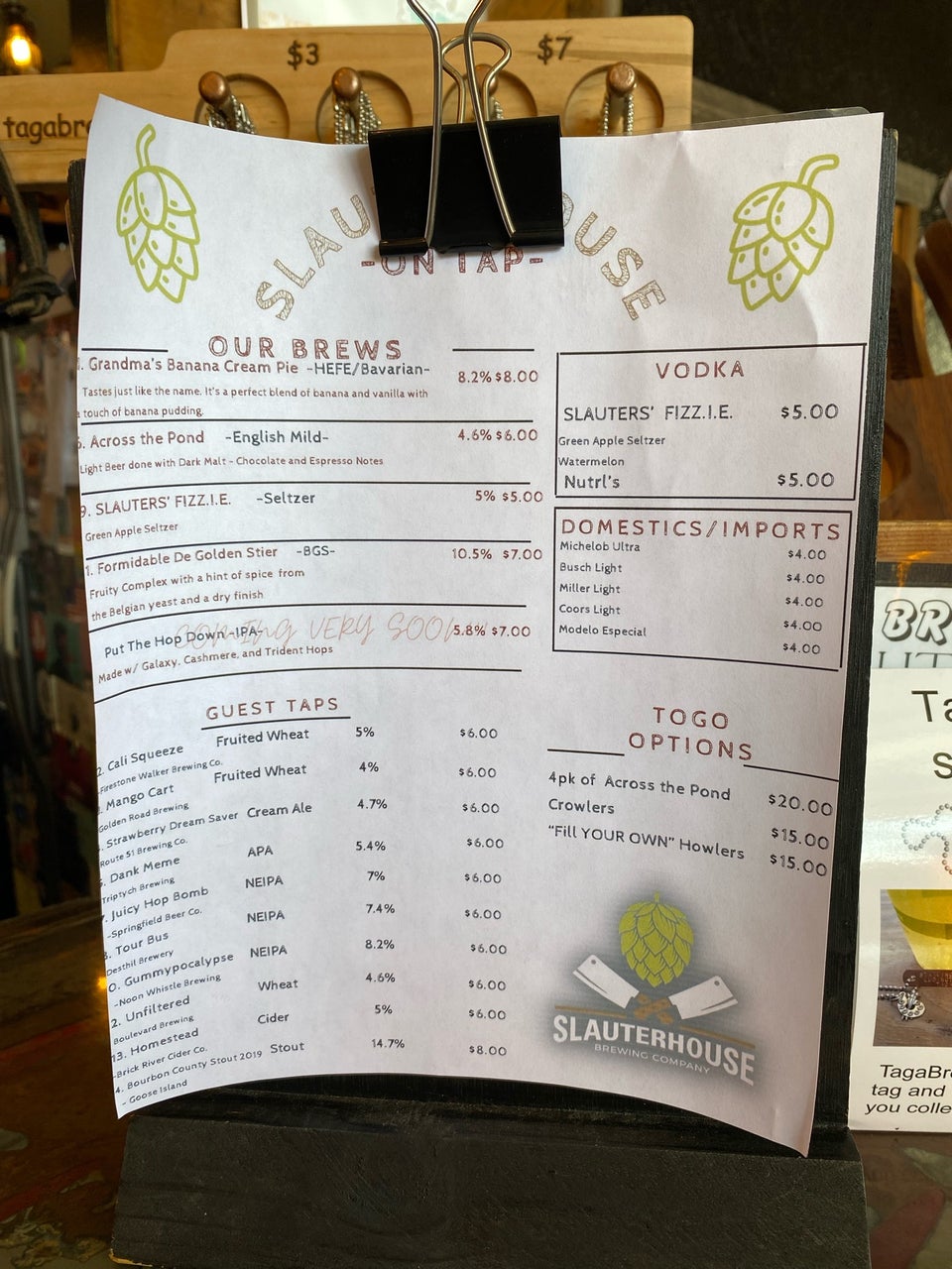 Slauterhouse Brewing Co. Menu