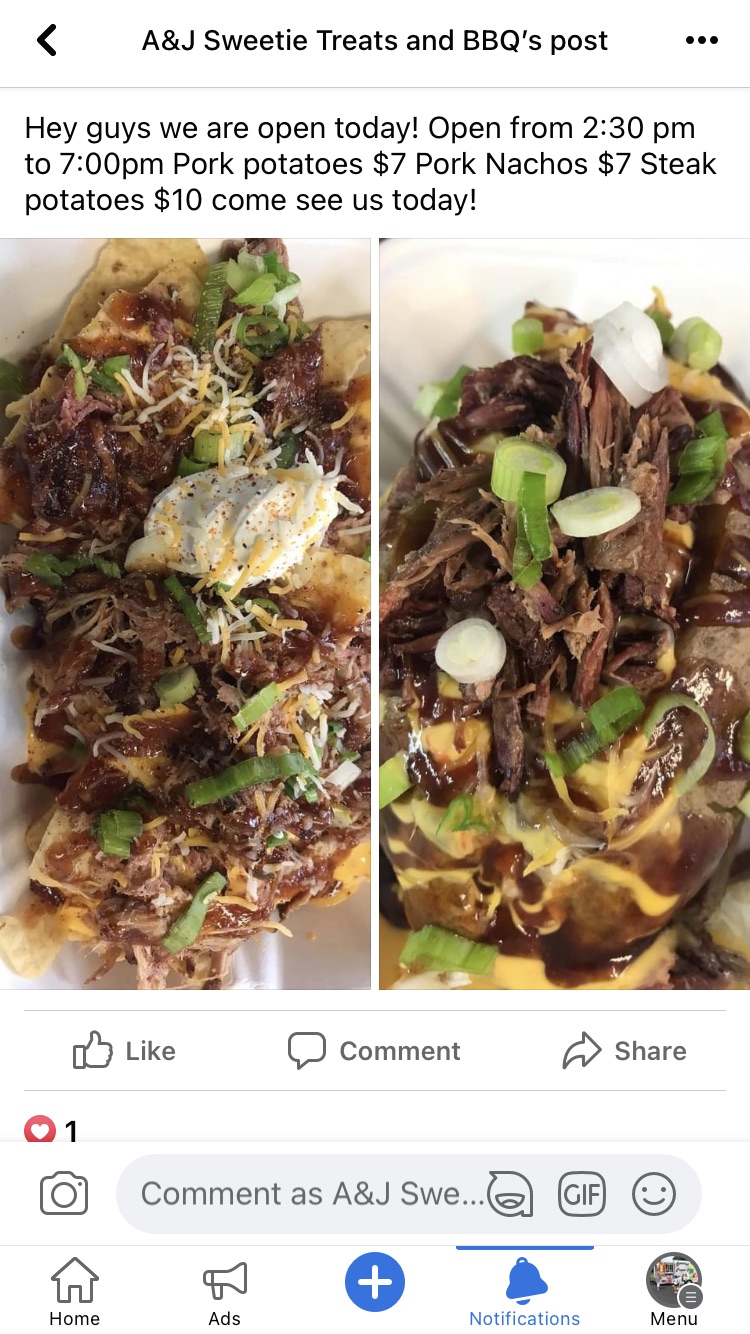 A&J Sweetie Treats And BBQ Menu
