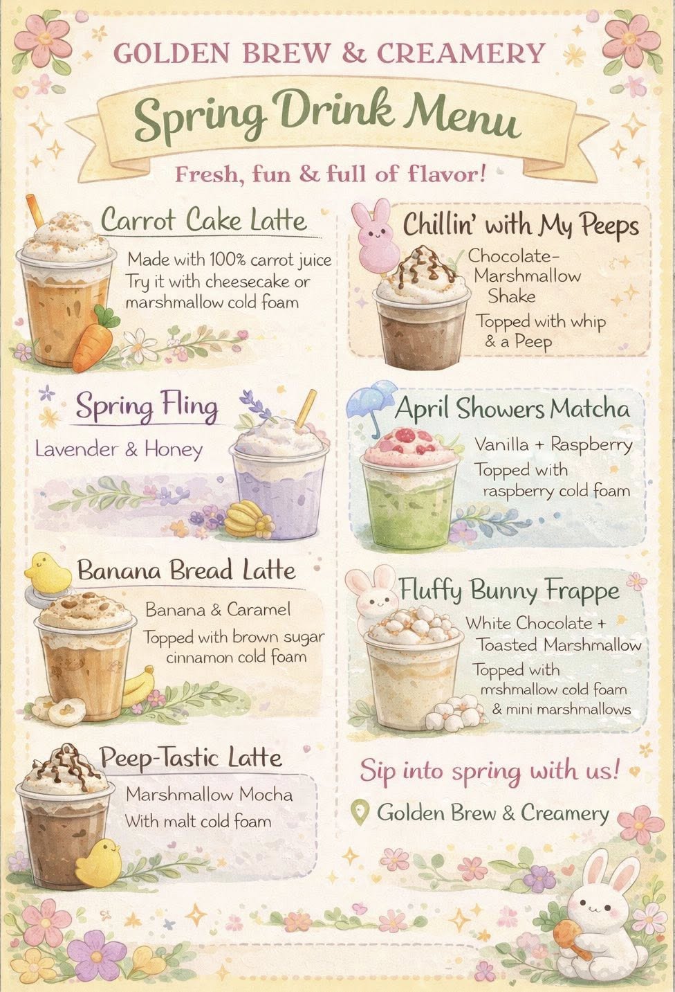 Golden Brew & Creamery, LLC. Menu