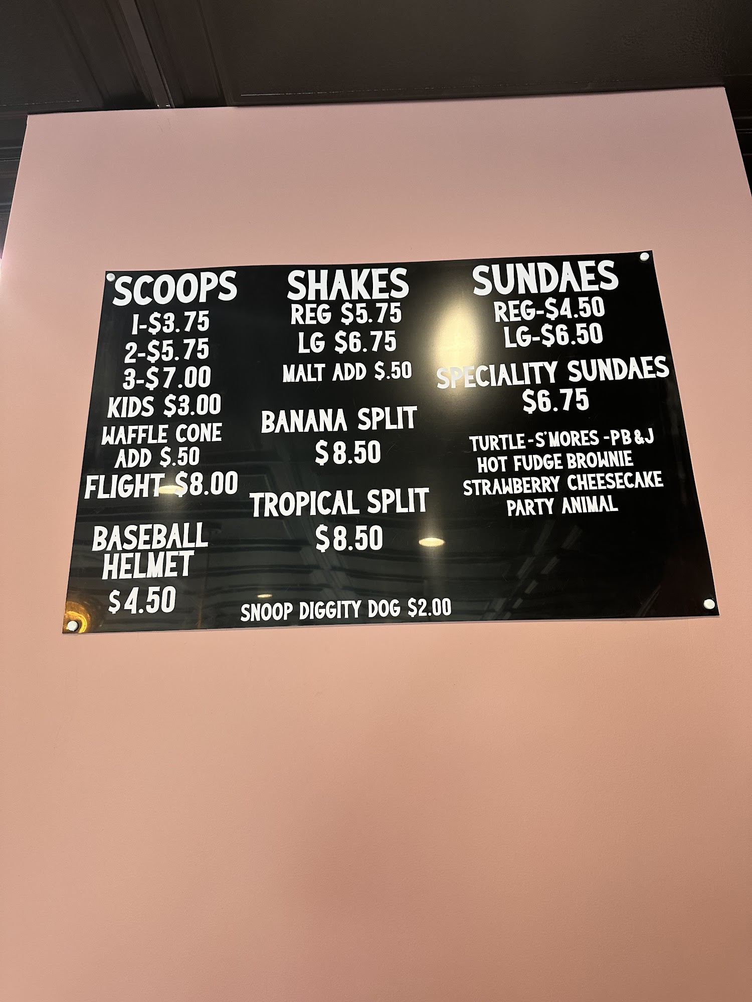 Golden Brew & Creamery, LLC. Menu