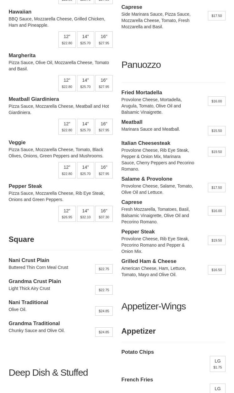 Positano's Slice and Ice Menu