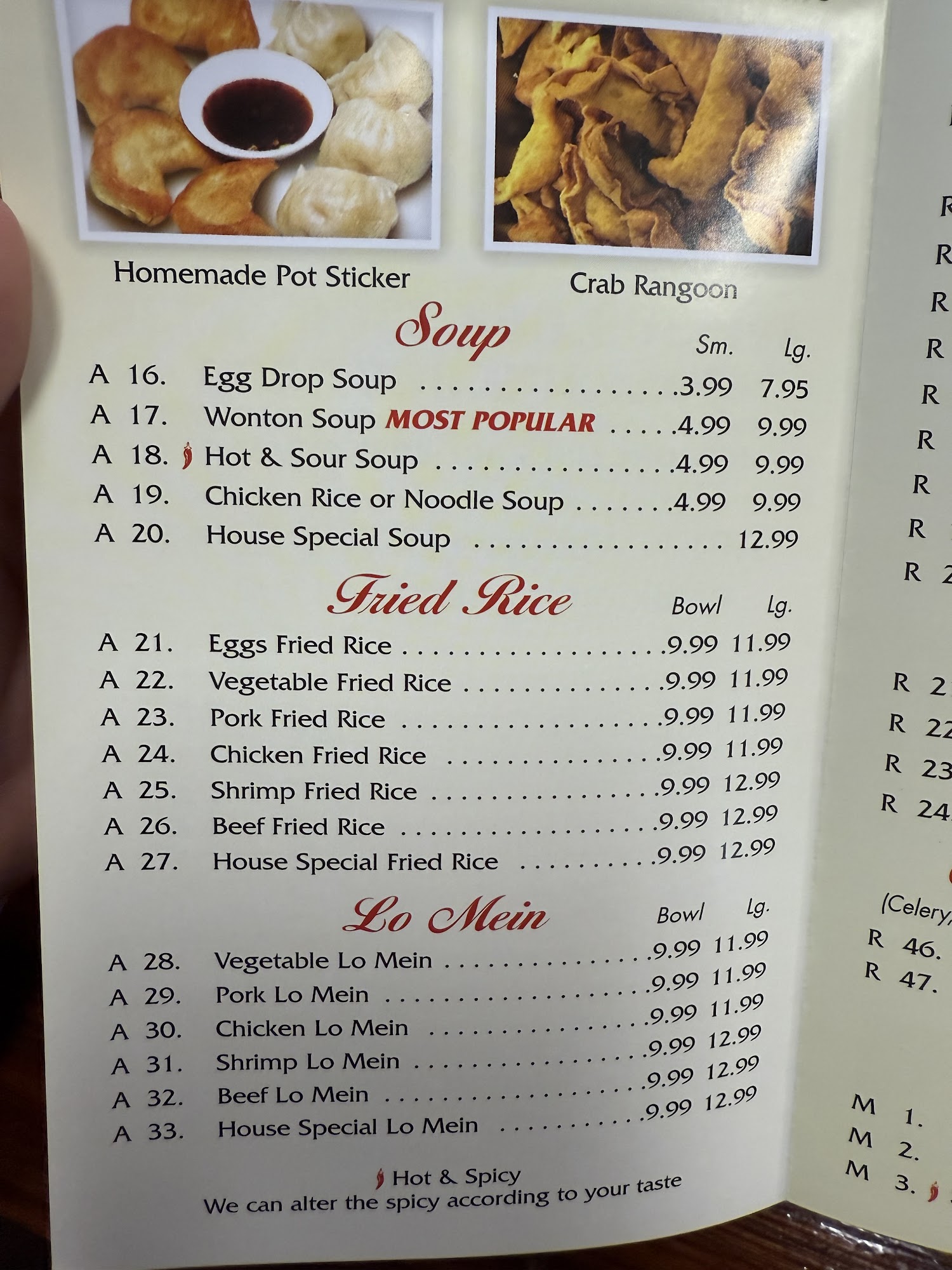 Hot Wok Express Menu