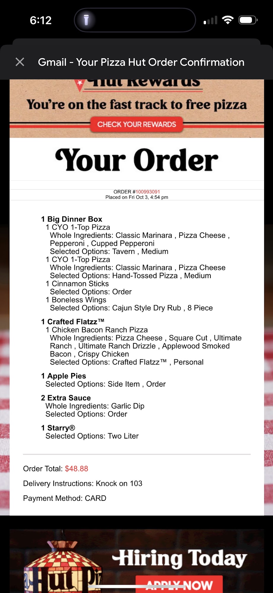 Pizza Hut Menu