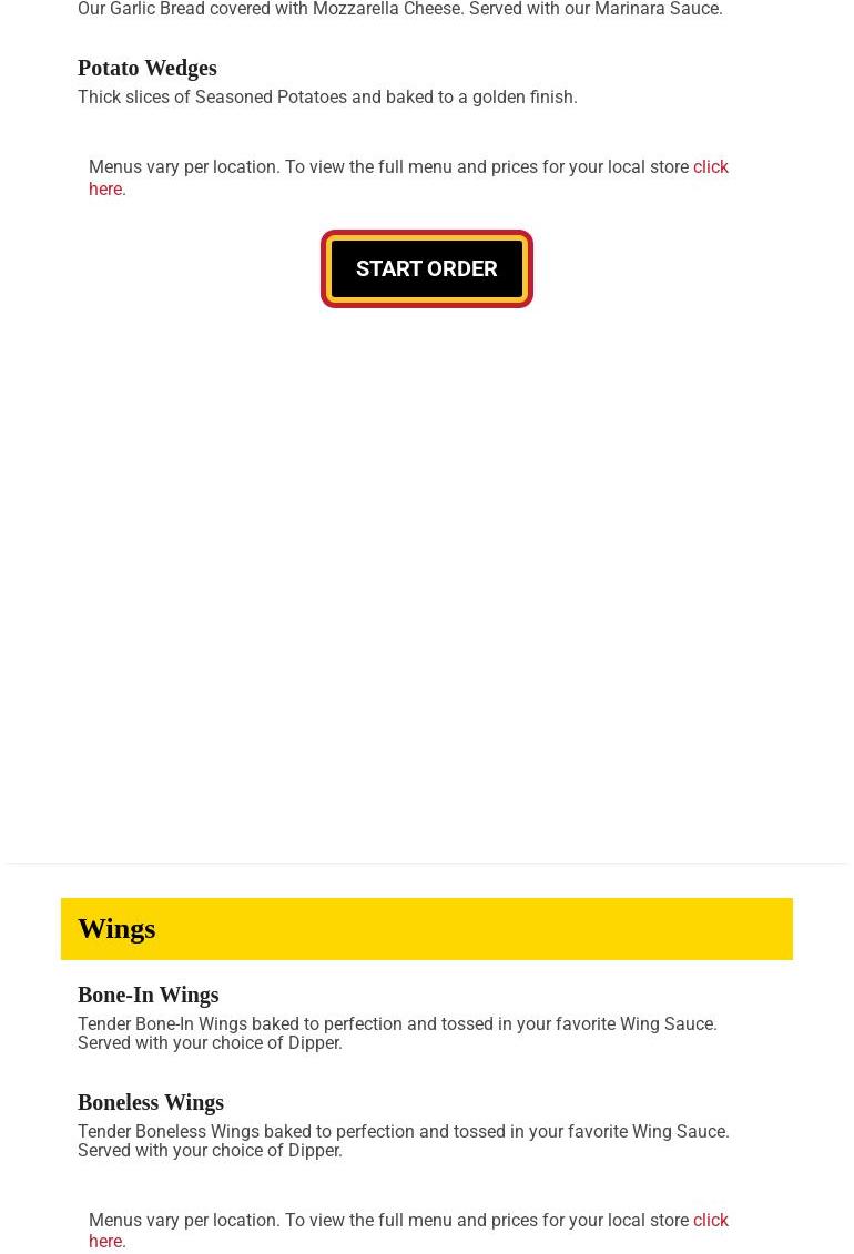 Godfather's Pizza Express Menu