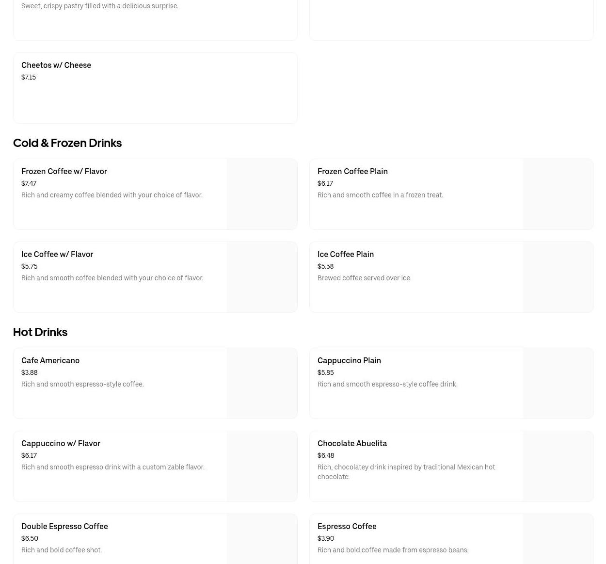 Ilda's Ice Cream and Pastries Menu