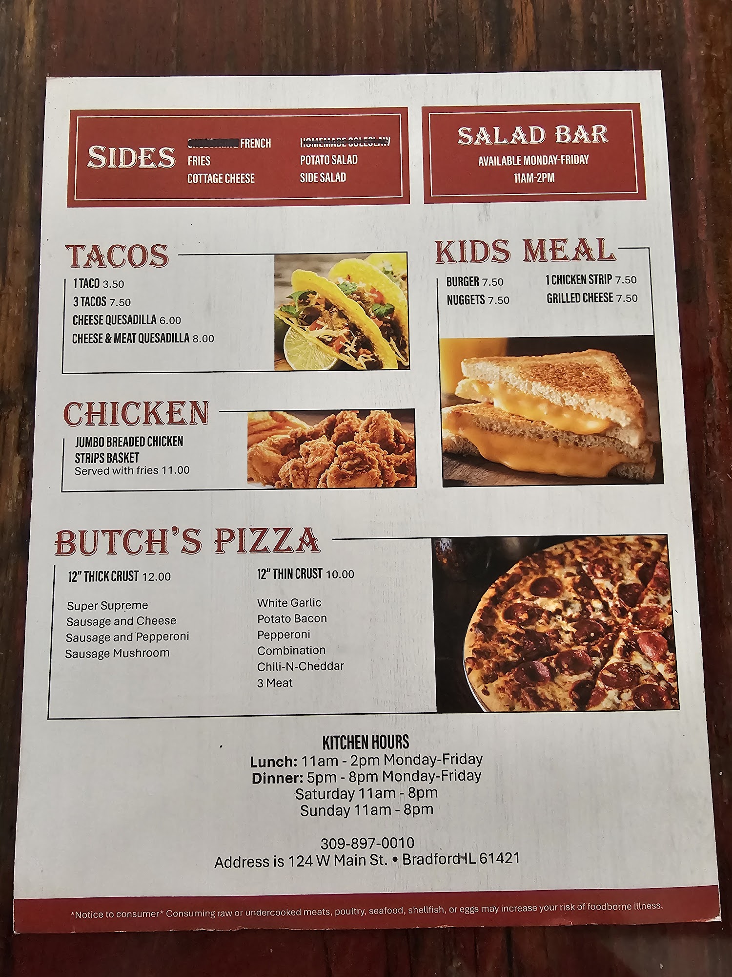 Main Street Tap Menu