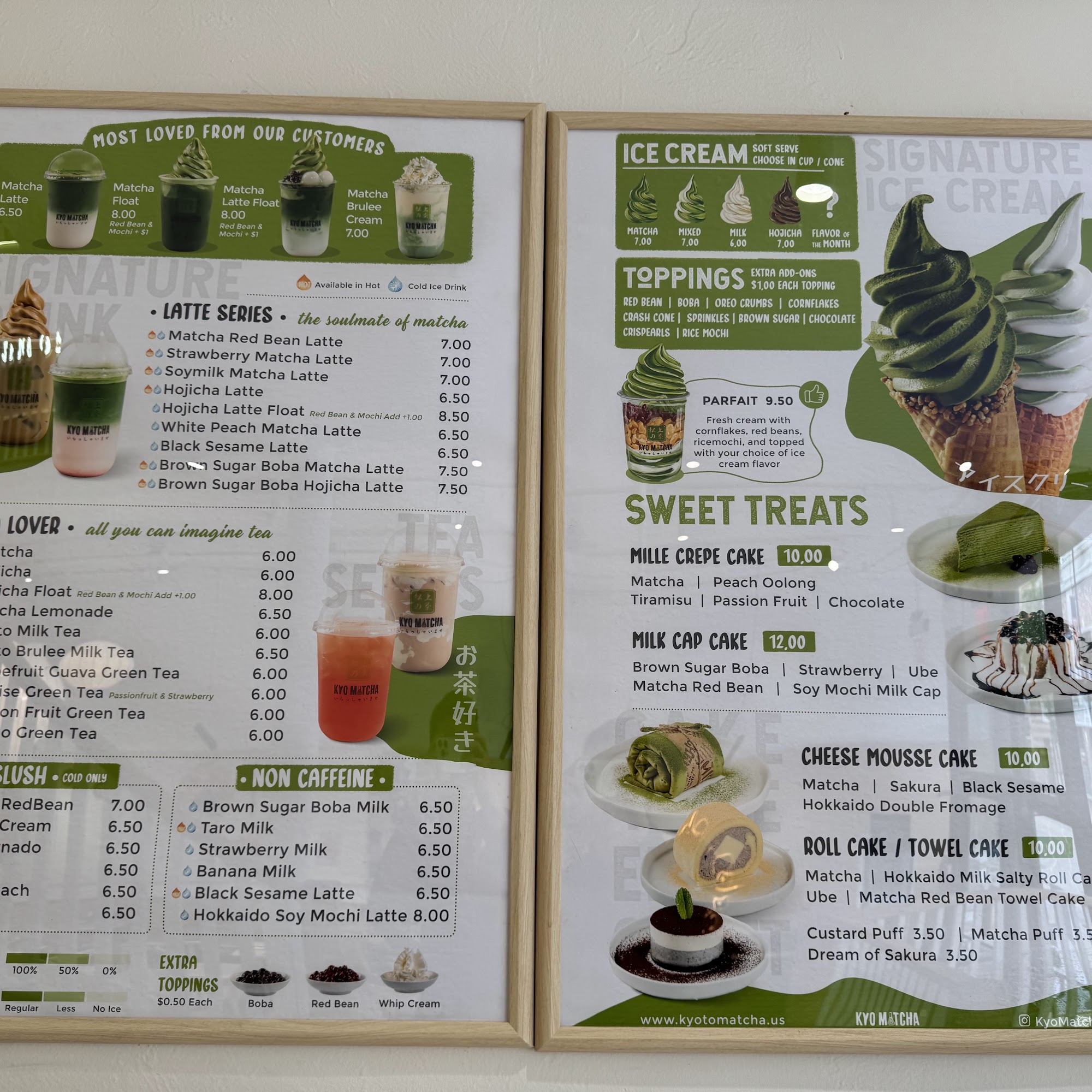 Kyo Matcha Menu