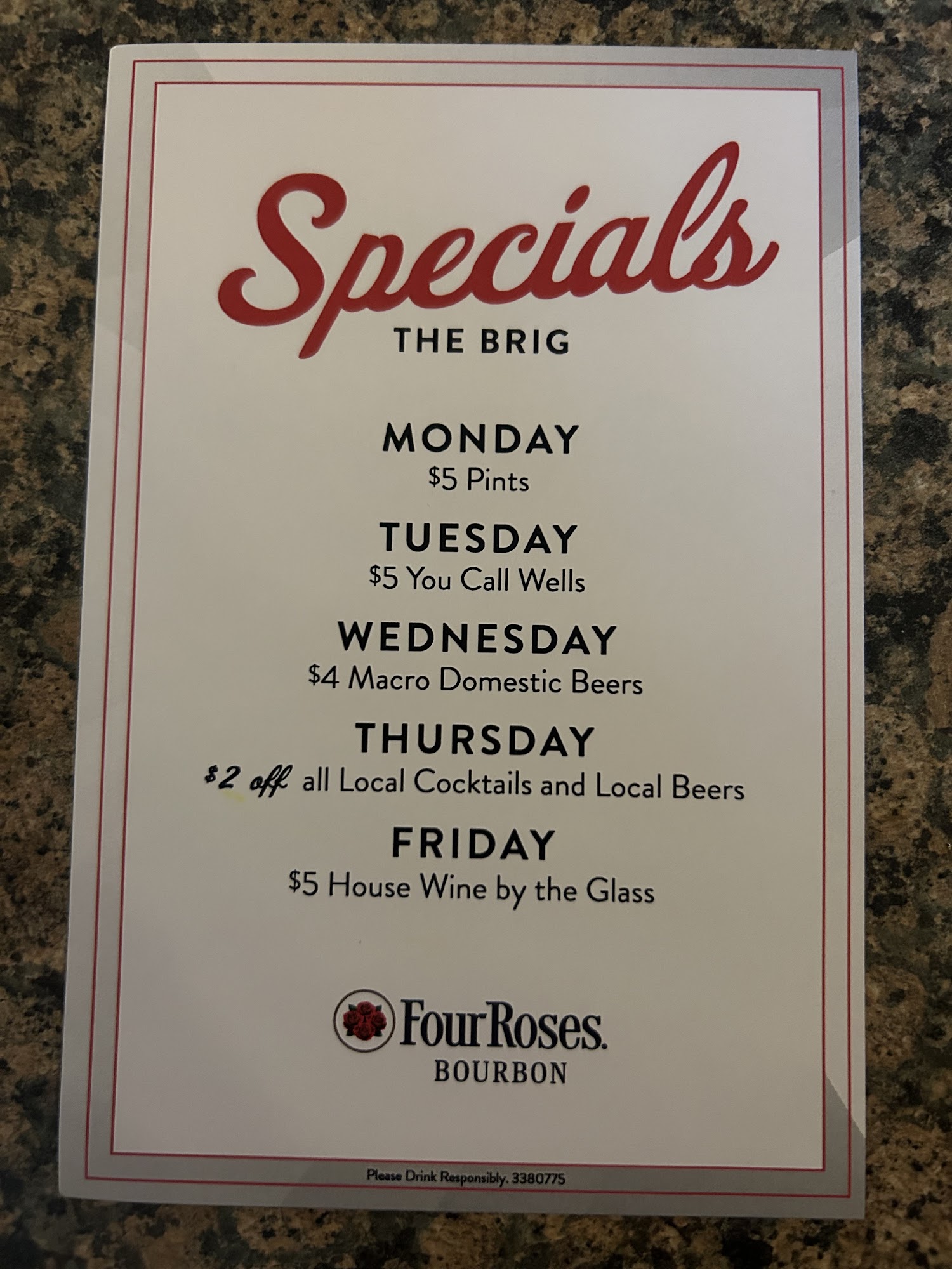 The Brig Menu