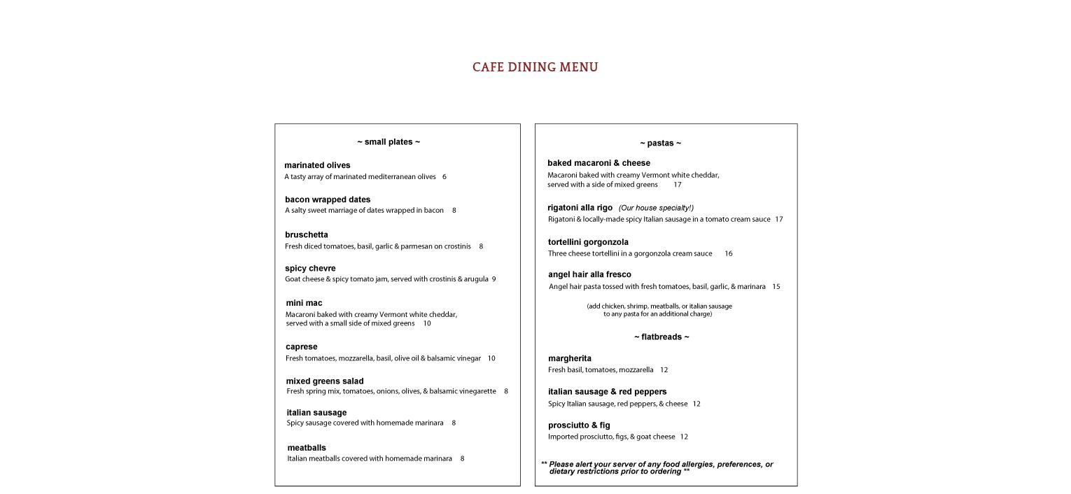 Ciao! Cafe & Wine Lounge Menu