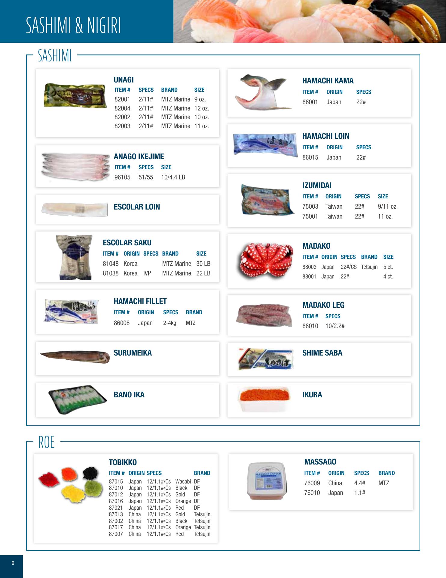 Martinez Produce and Seafood Menu