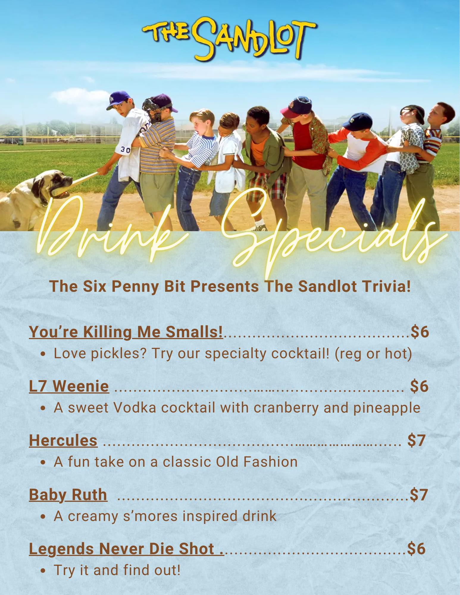 The Sixpenny Bit Menu