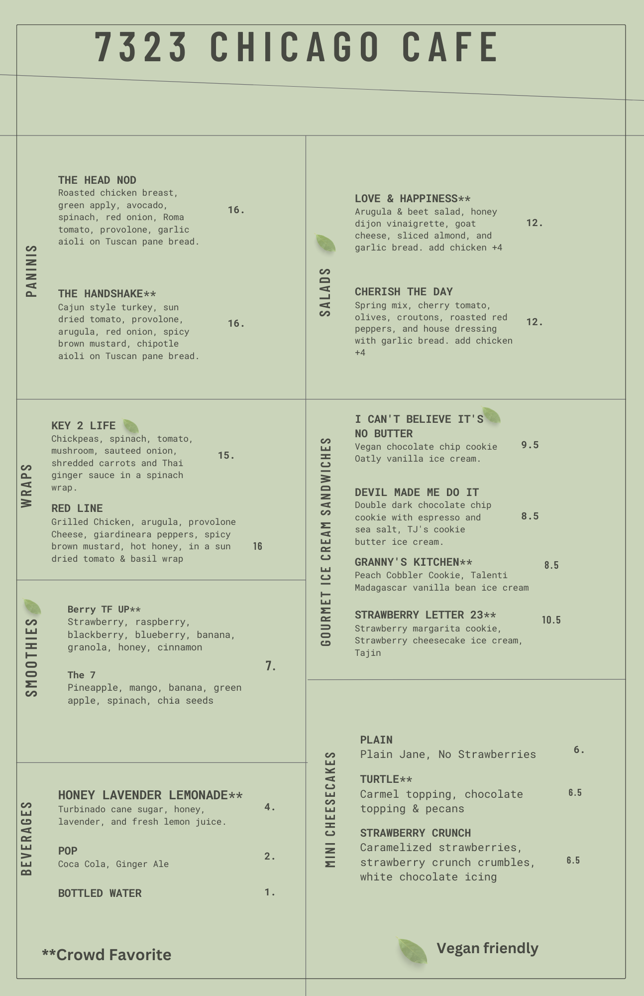 7322 Chicago Cafe Menu