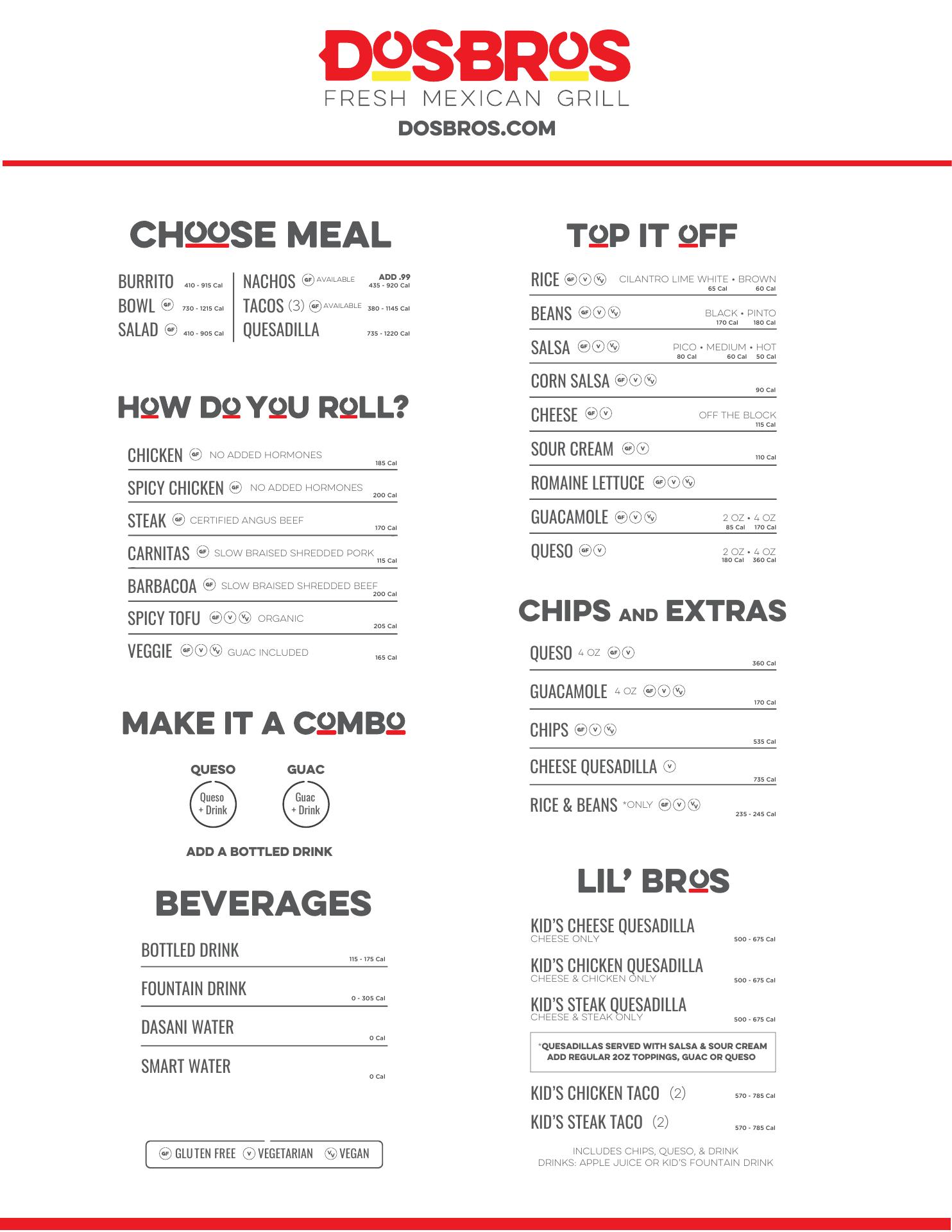 DosBros Fresh Mexican Grill Menu
