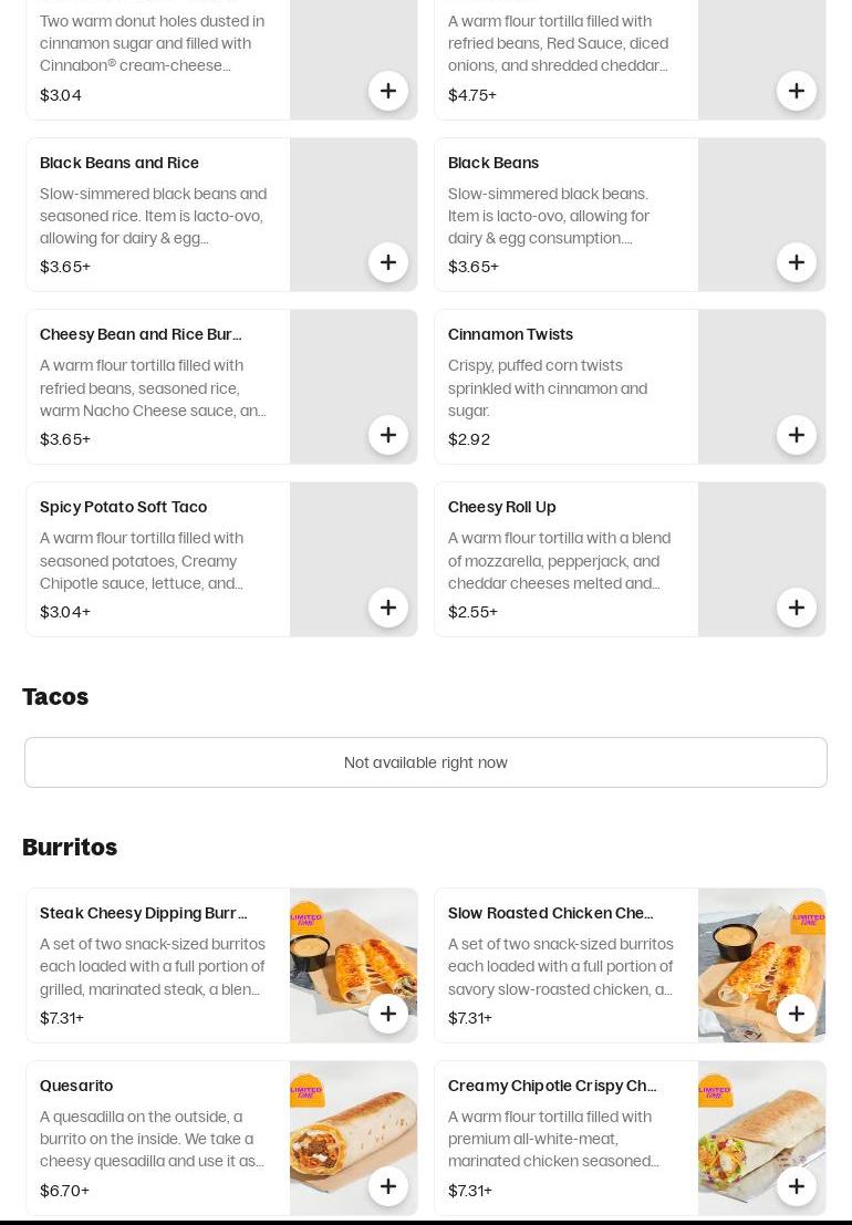 Taco Bell Cantina Menu