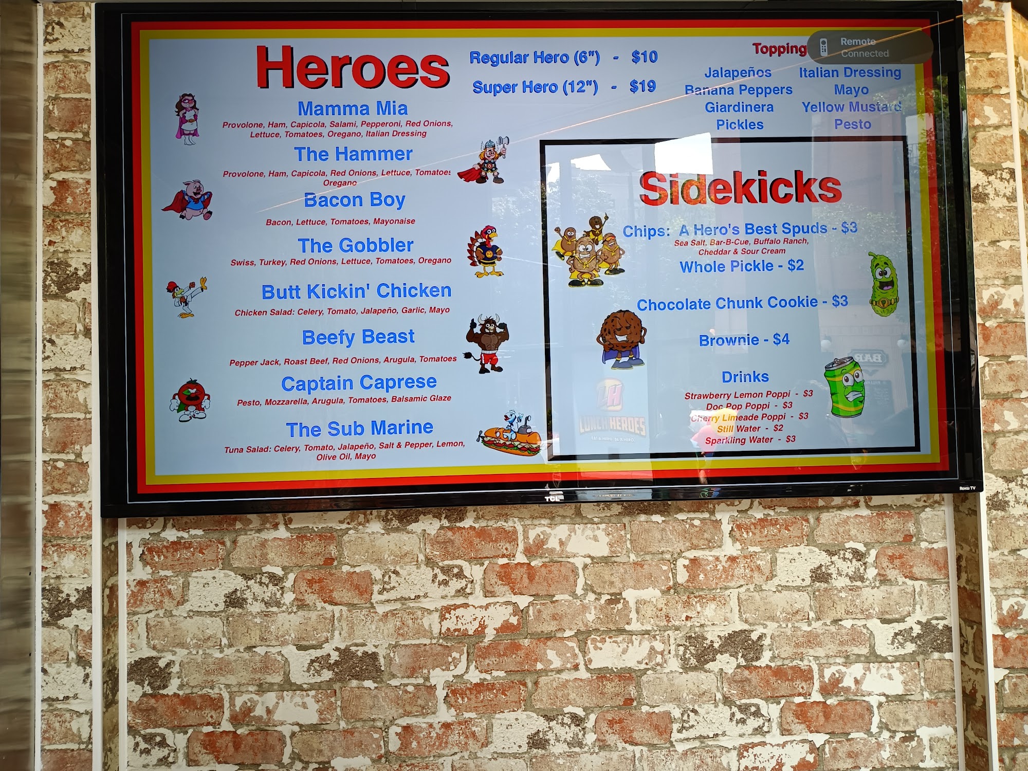 Lunch Heroes Menu