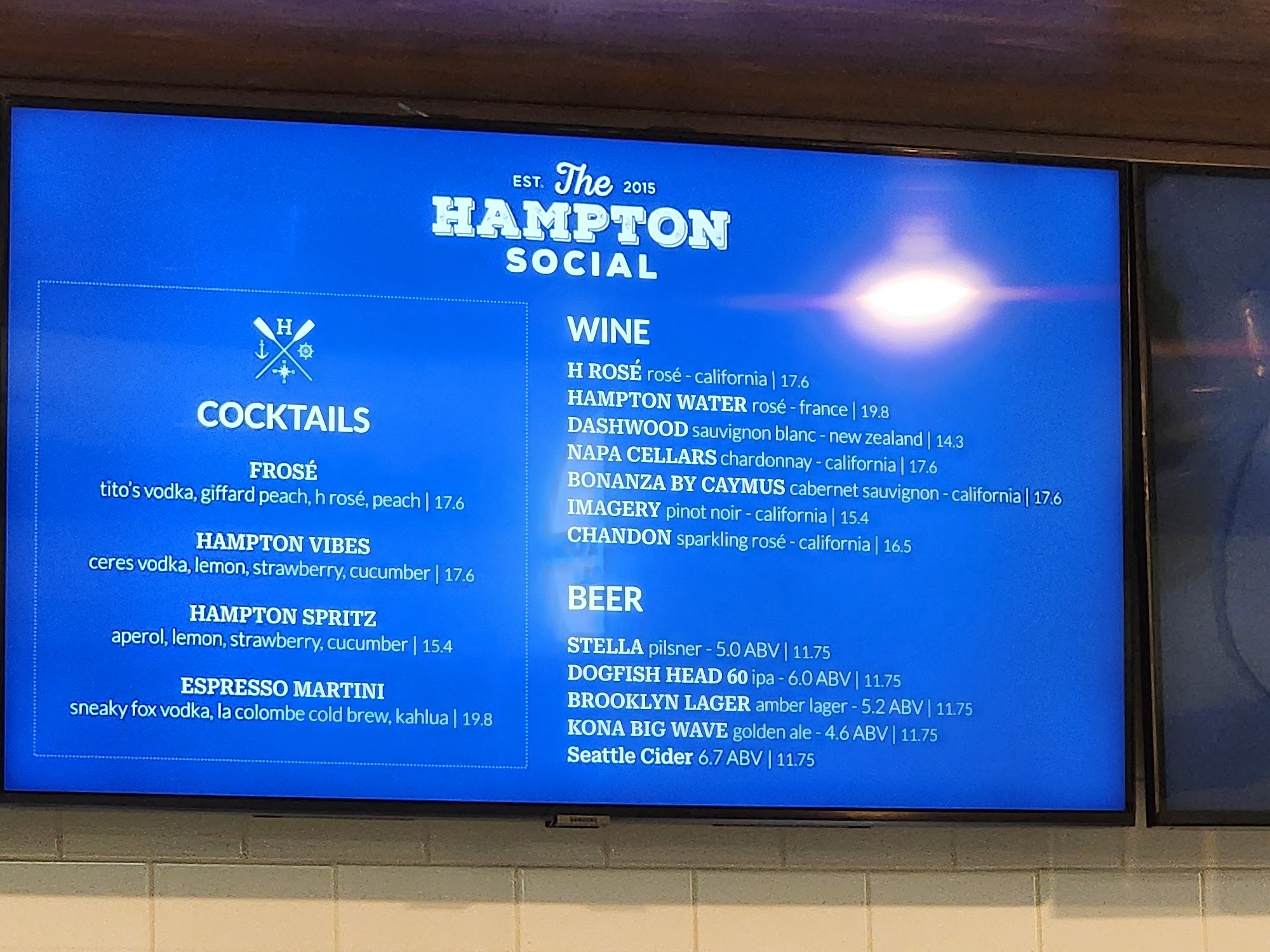 The Hampton Social Menu